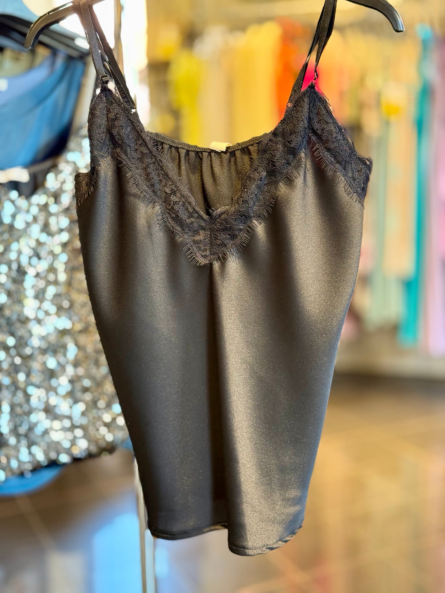 Canottiera lingerie nera in taglia unica