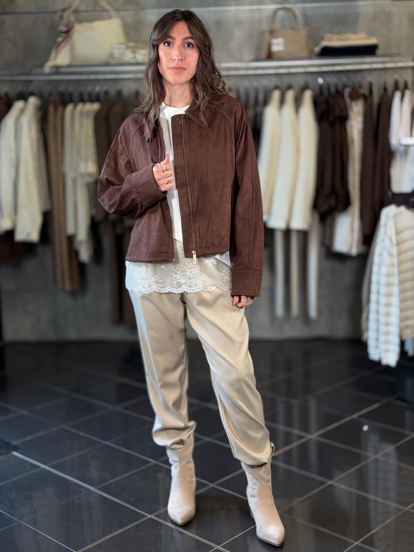 Giubbino in suede marrone 2243