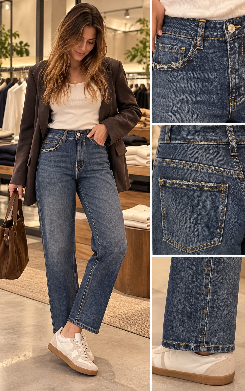Jeans mom fit lavaggio tè