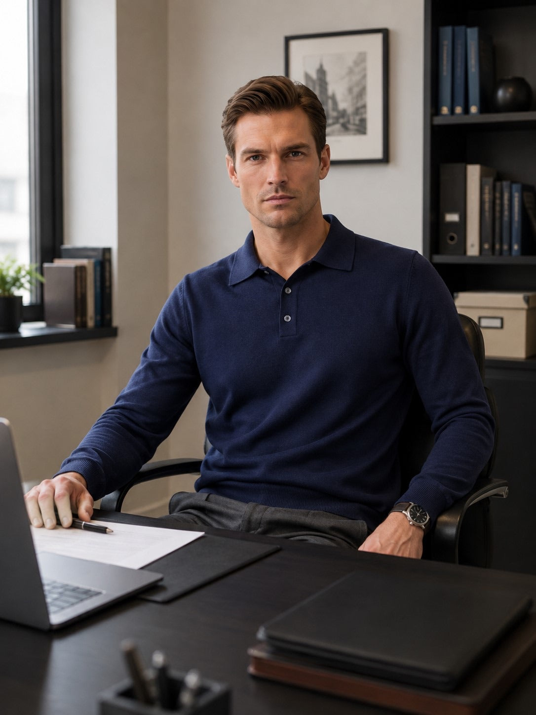 Polo in maglia blu