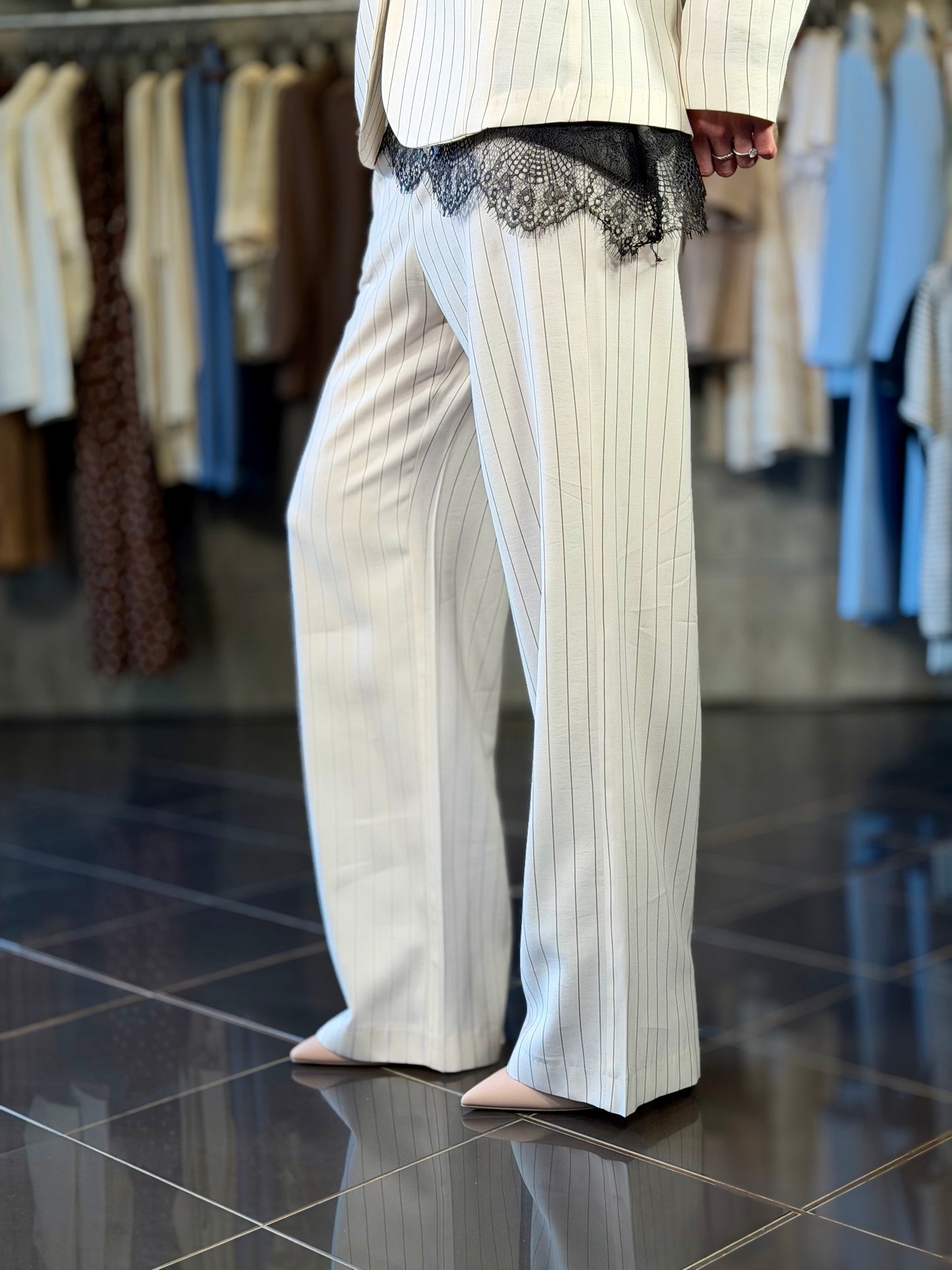 Tailleur gessato panna (giacca + pantalone) 2182