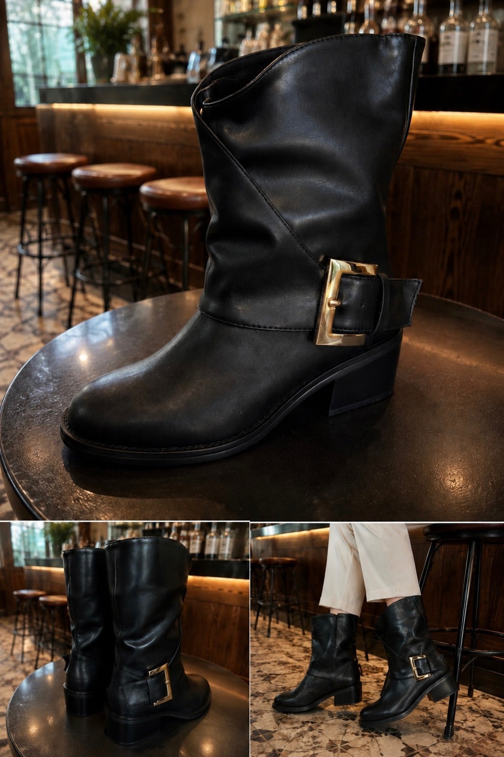 Biker in similpelle Nero con fibbia