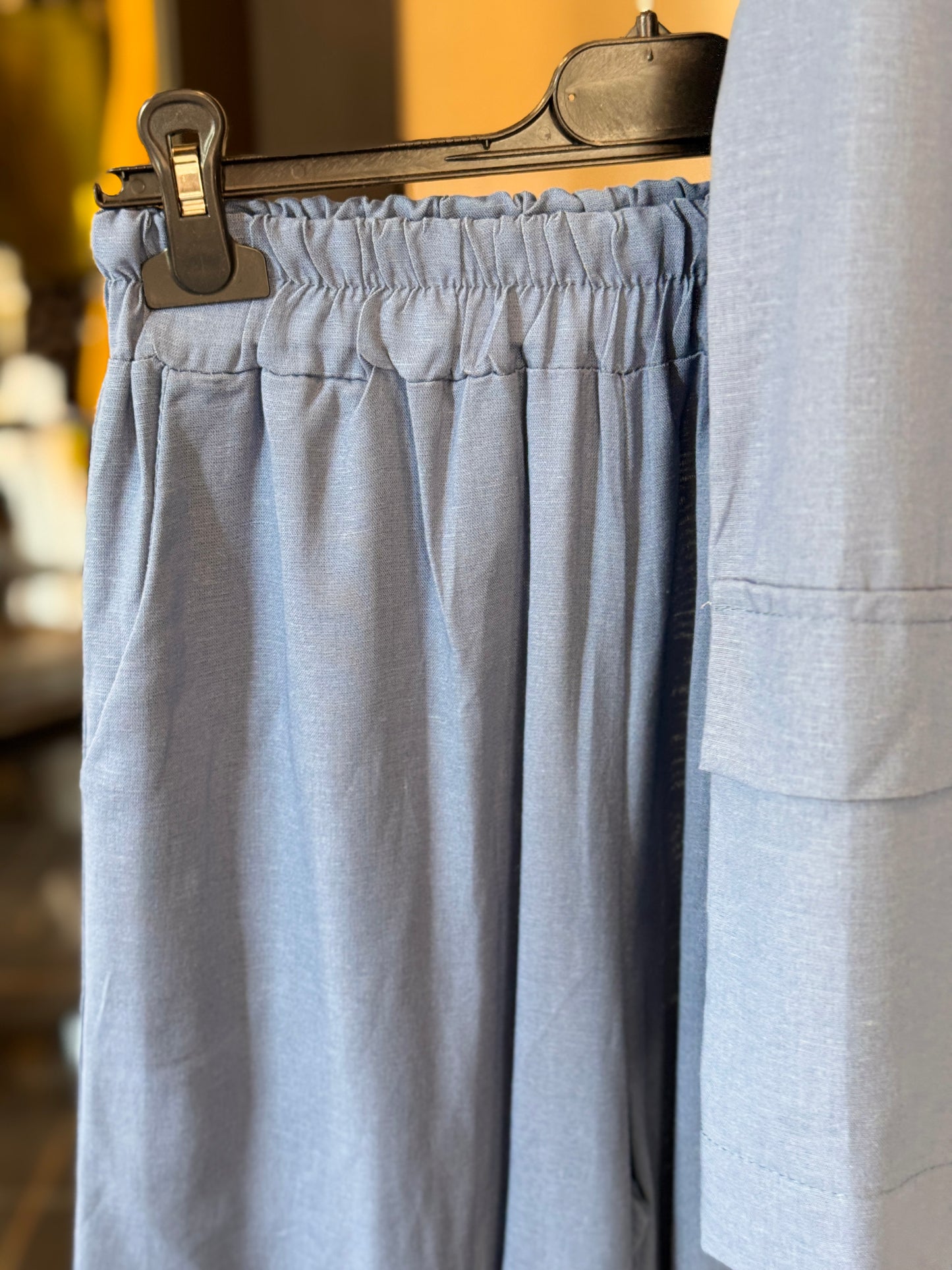 Completo (gilet doppiopetto + bermuda) blu jeans in taglia unica 2923