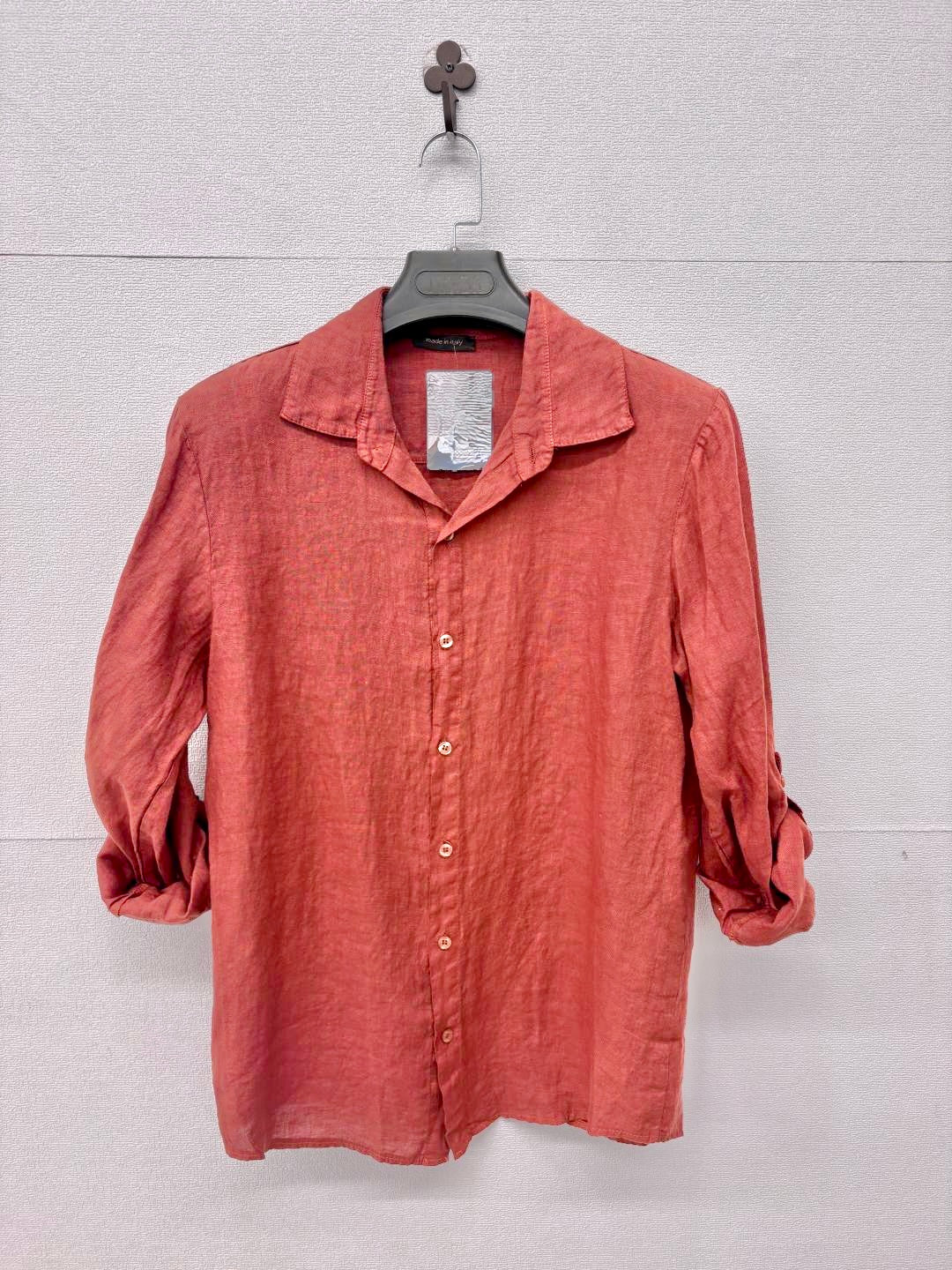 Camicia in lino mattone 2456