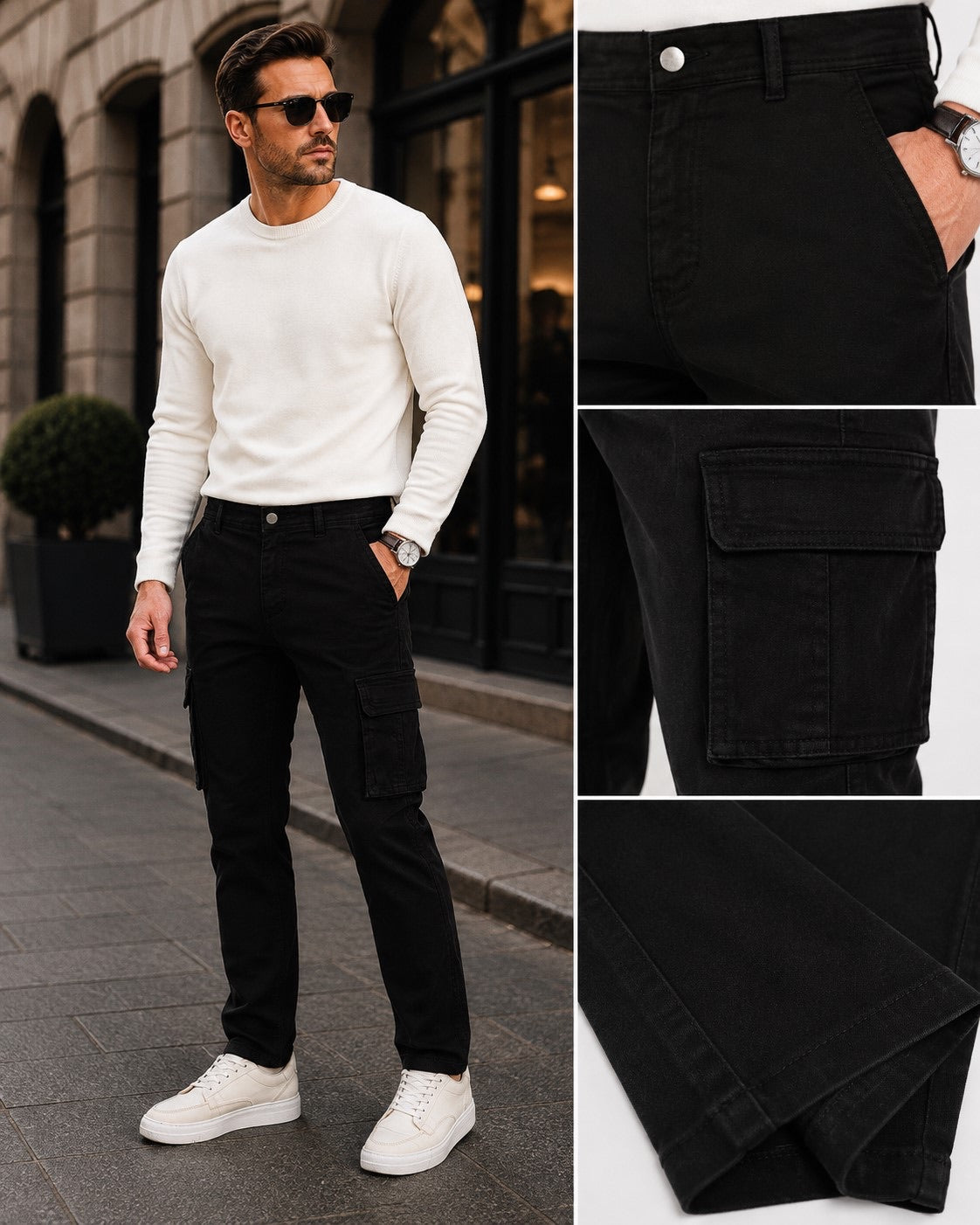 Pantalone cargo nero