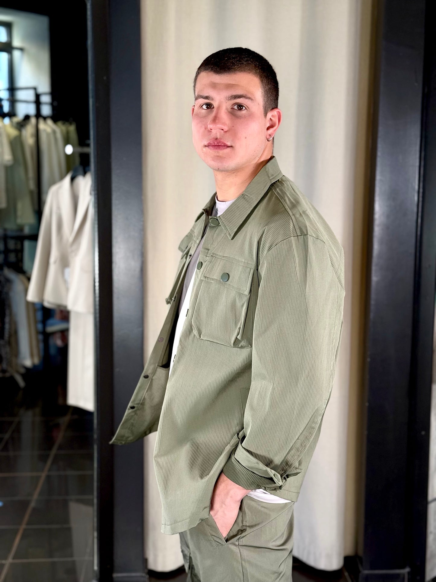 Completo verde militare(camicia + pantalone) 091
