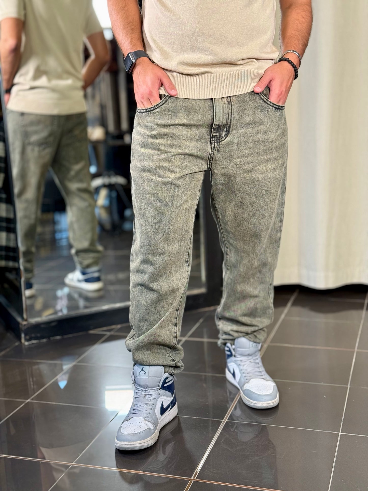 Jeans baggy grigio beige 2091