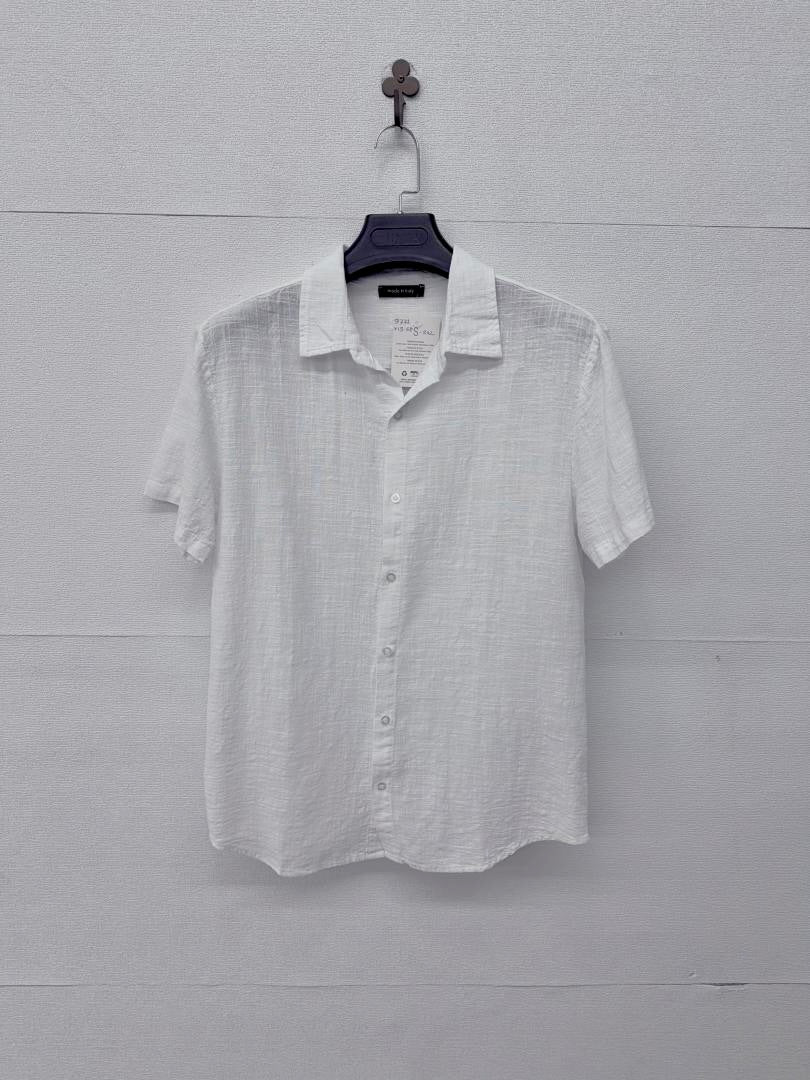 Camicia a maniche corte misto lino bianca 2354