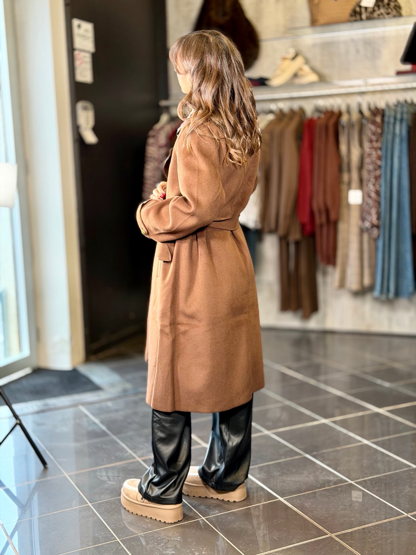 Trench in panno marrone in taglia unica 2247