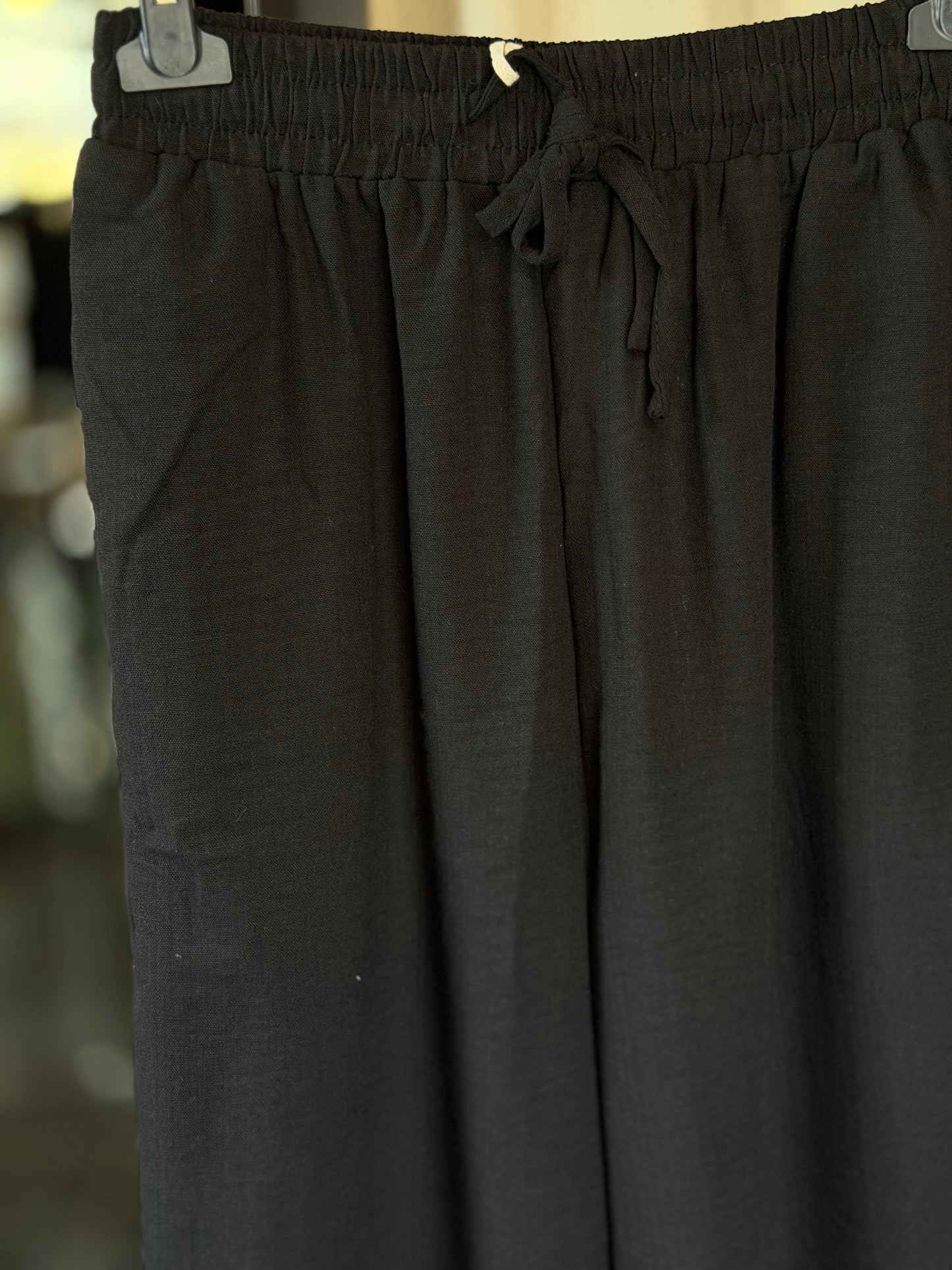 Pantalone a palazzo nero con coulisse in vita in taglia unica 2471