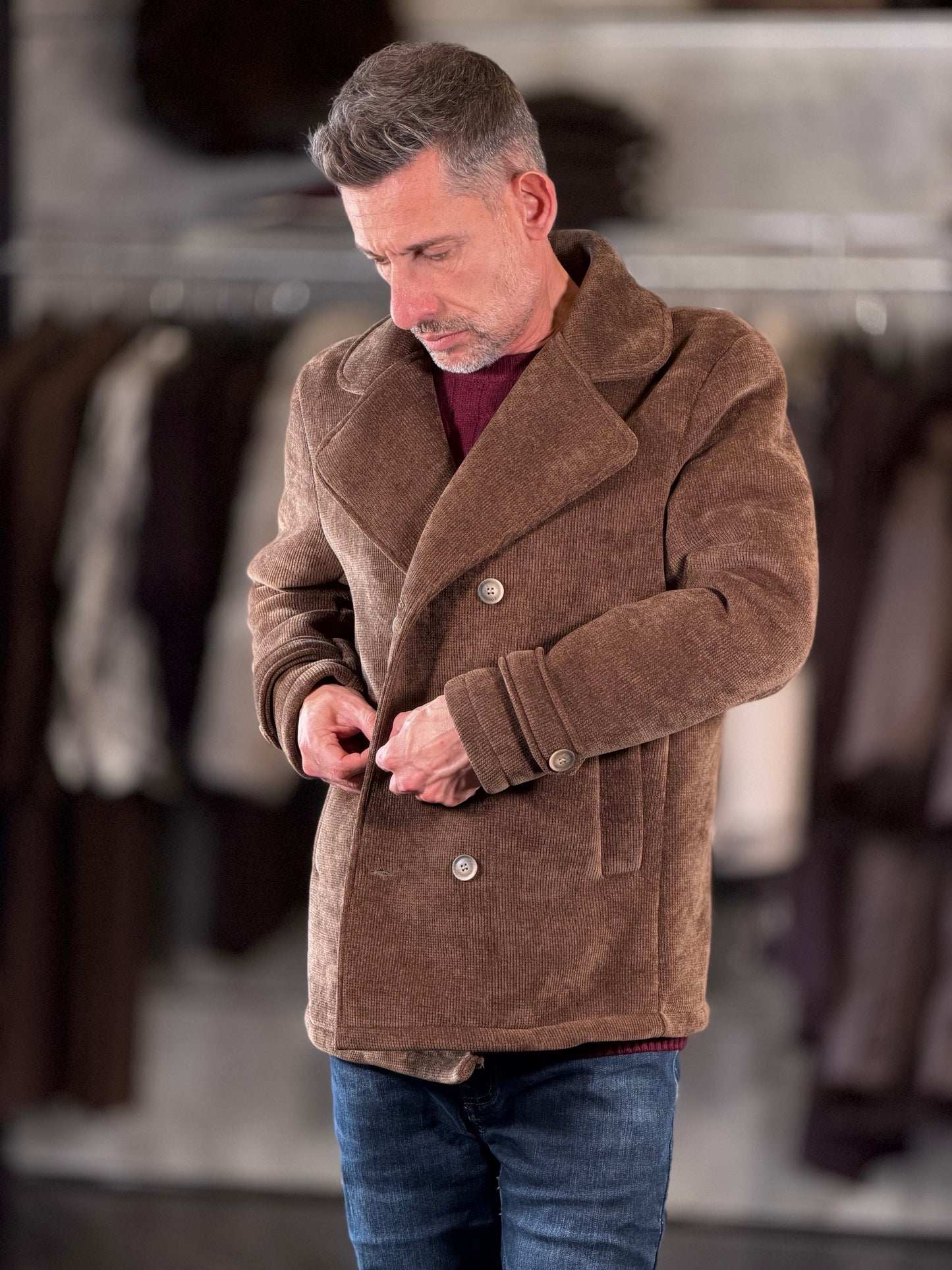 Cappotto doppiopetto marrone 2571