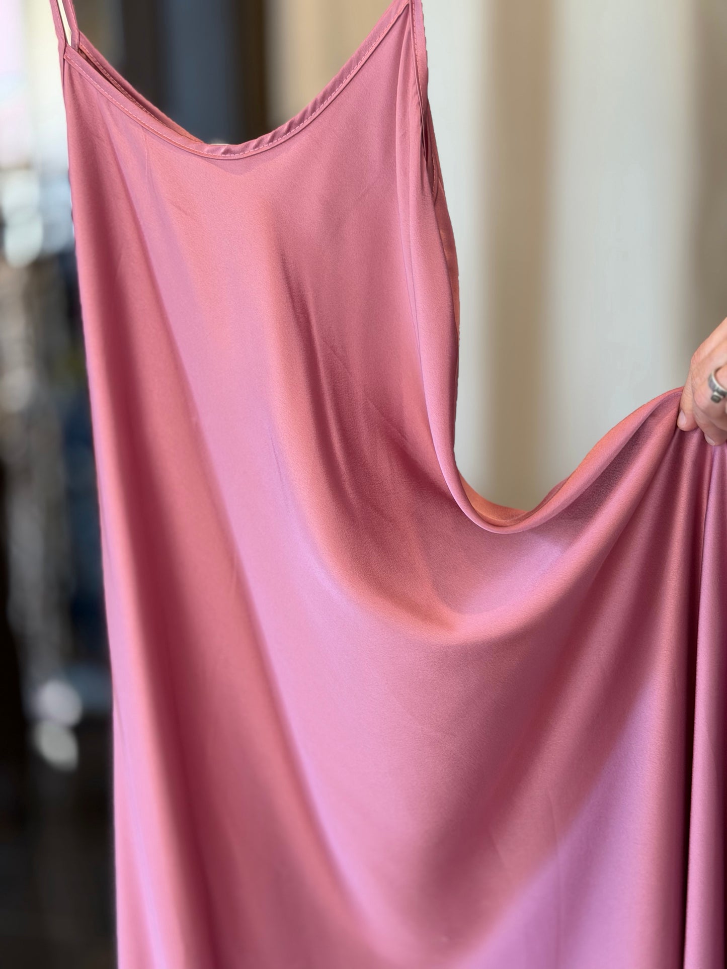 Abito effetto raso rosa in taglia unica 2878