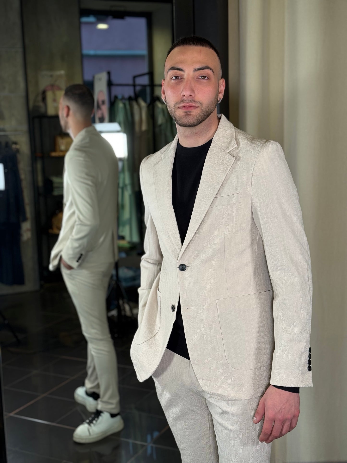 Giacca monopetto beige 390
