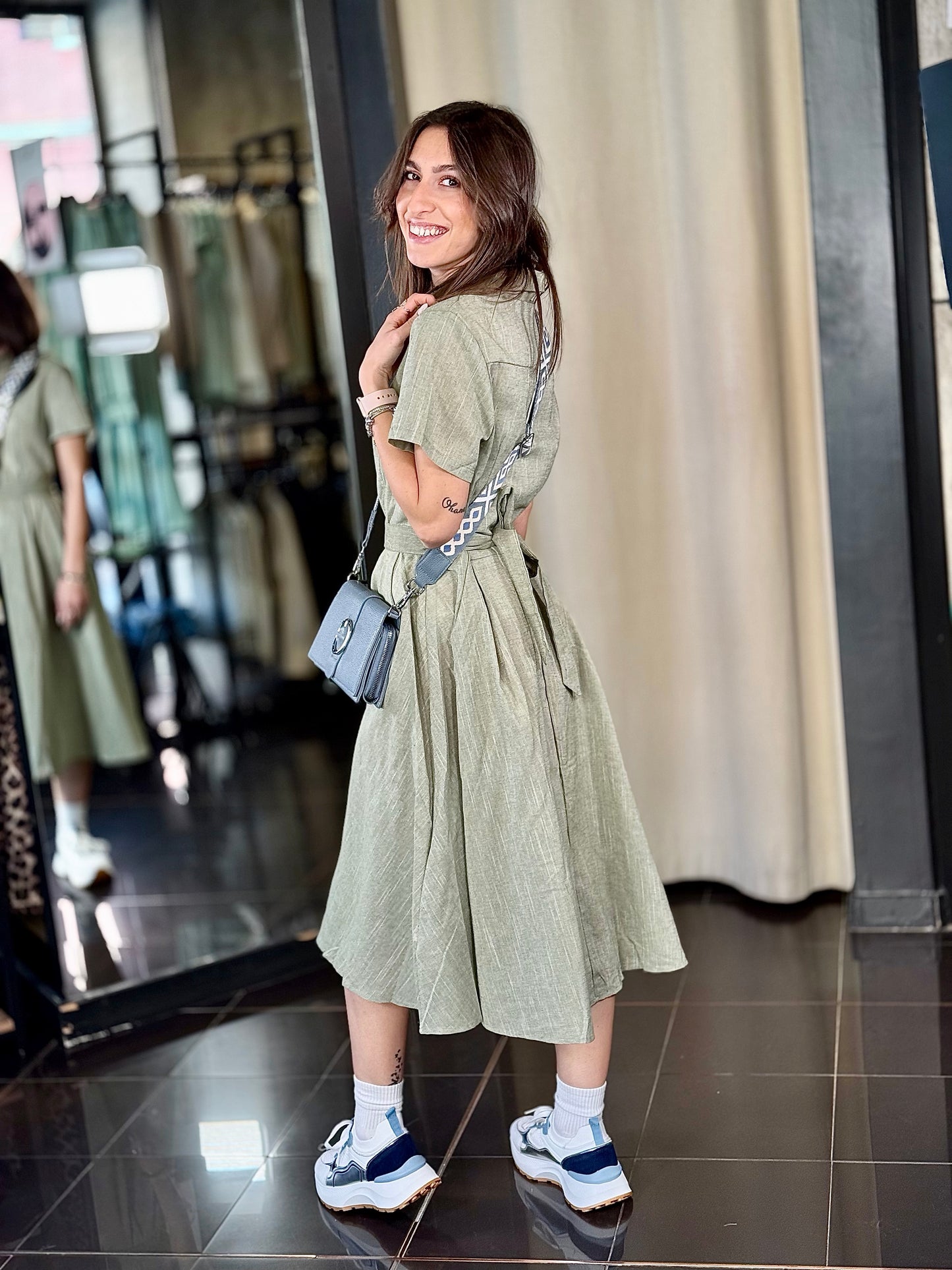 Abito chemisier con fusciacca verde 413