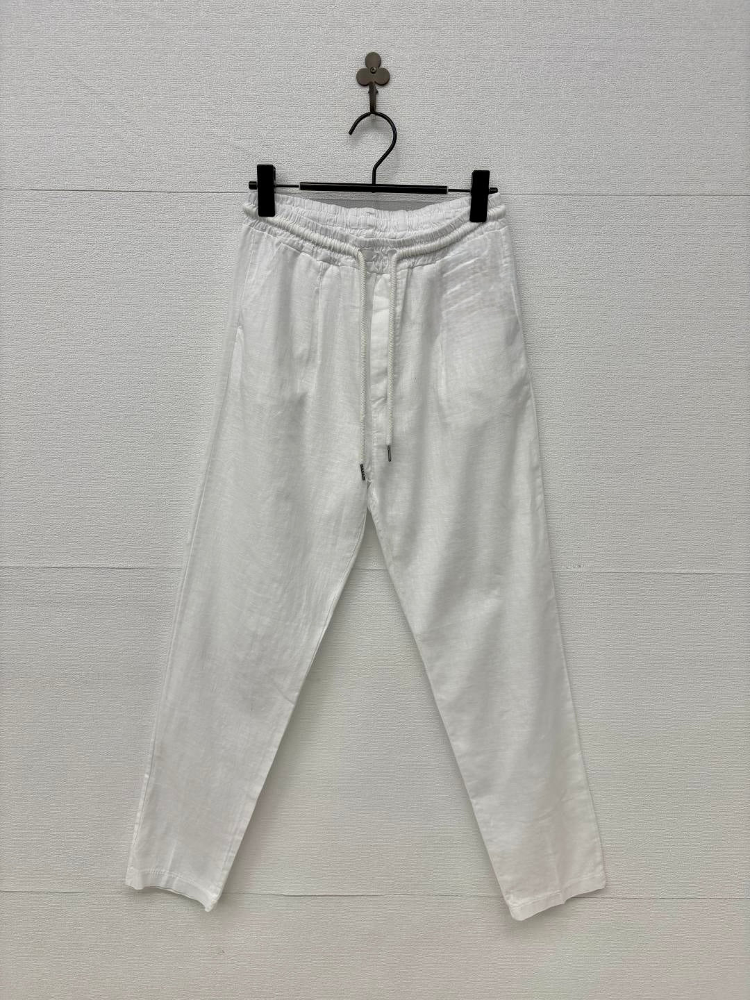 Pantalone in lino bianco con coulisse 2436
