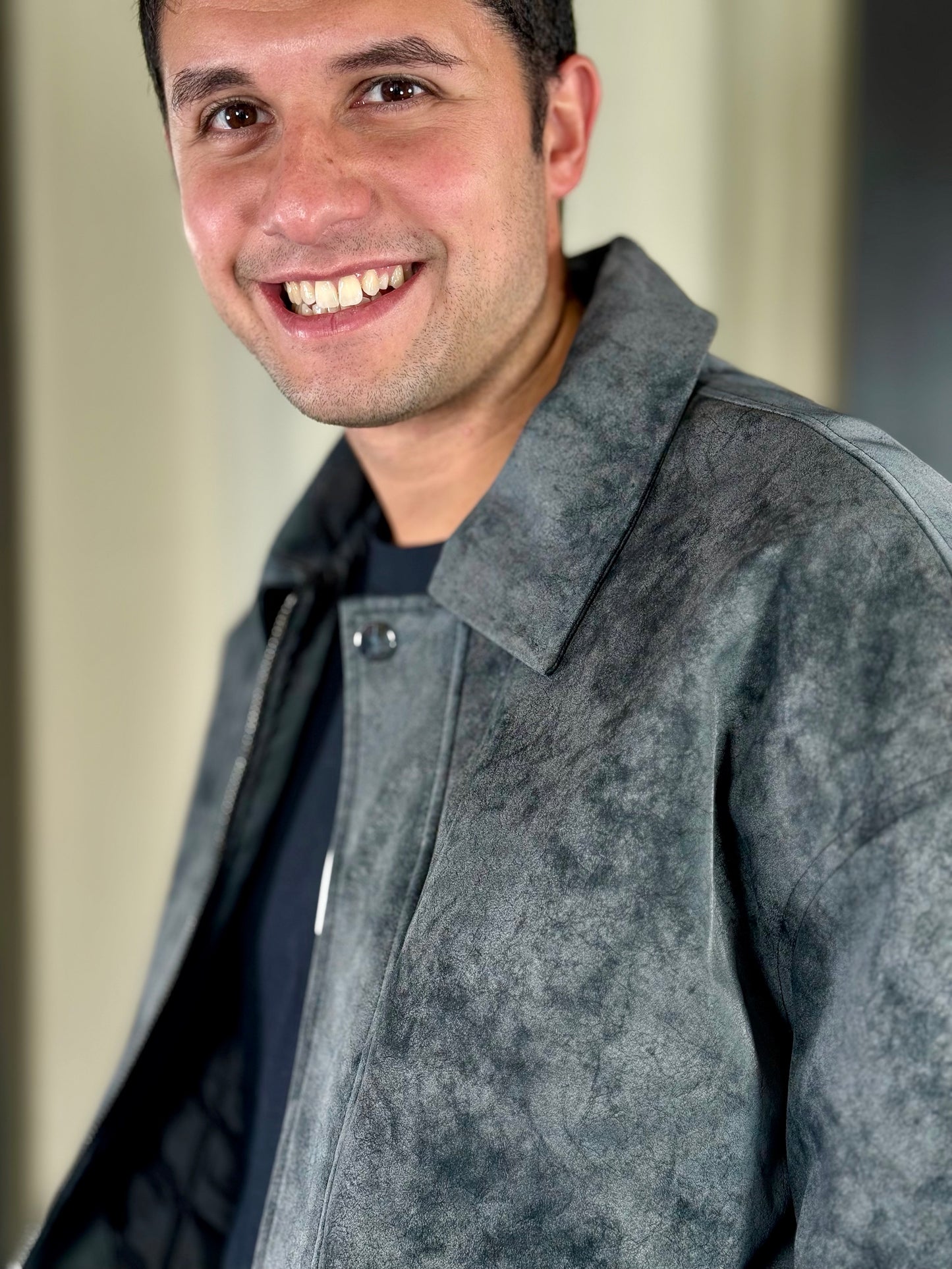 Giubbino in similpelle oversize grigio fumo 2150