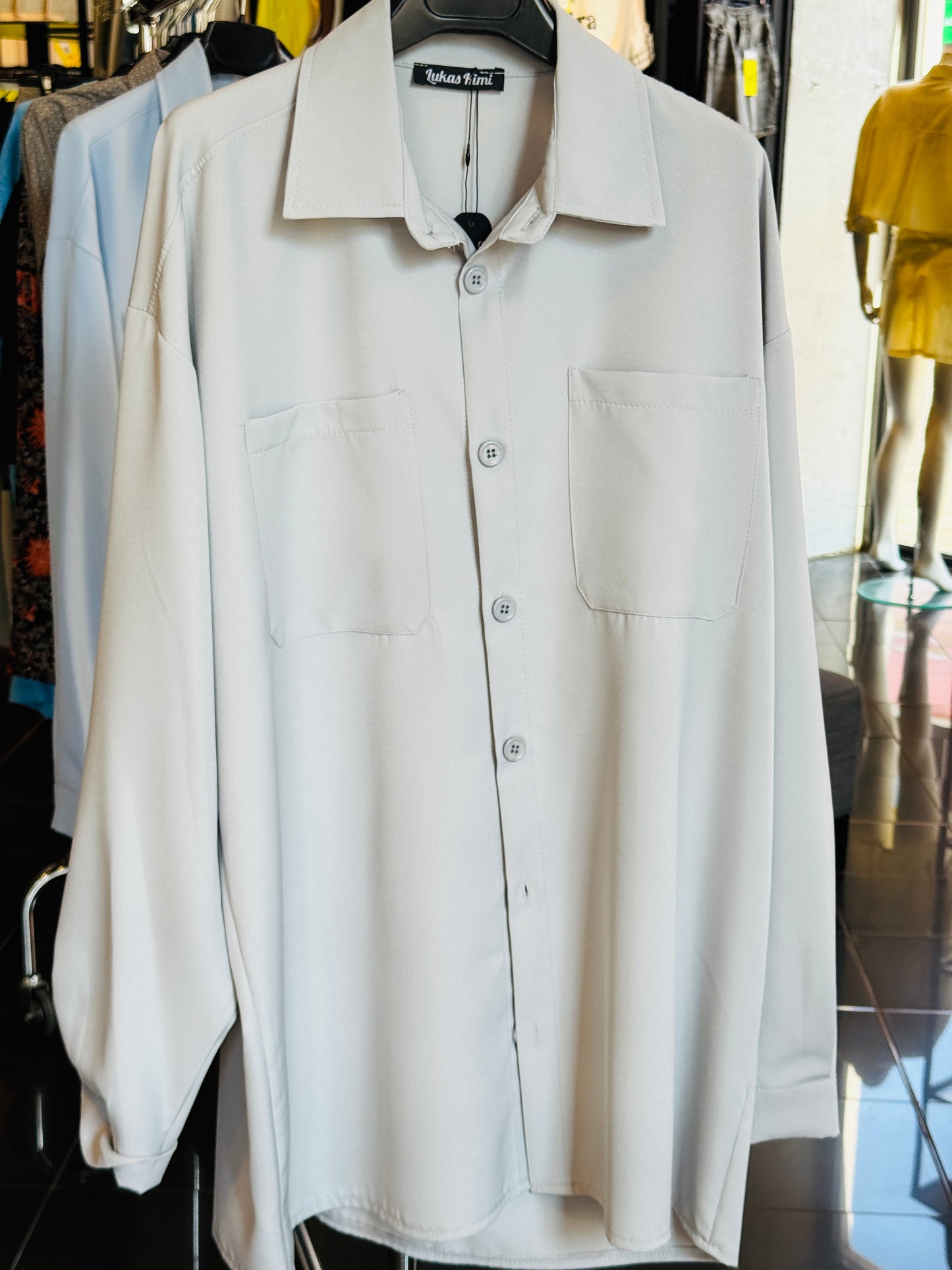 Camicia oversize grigia