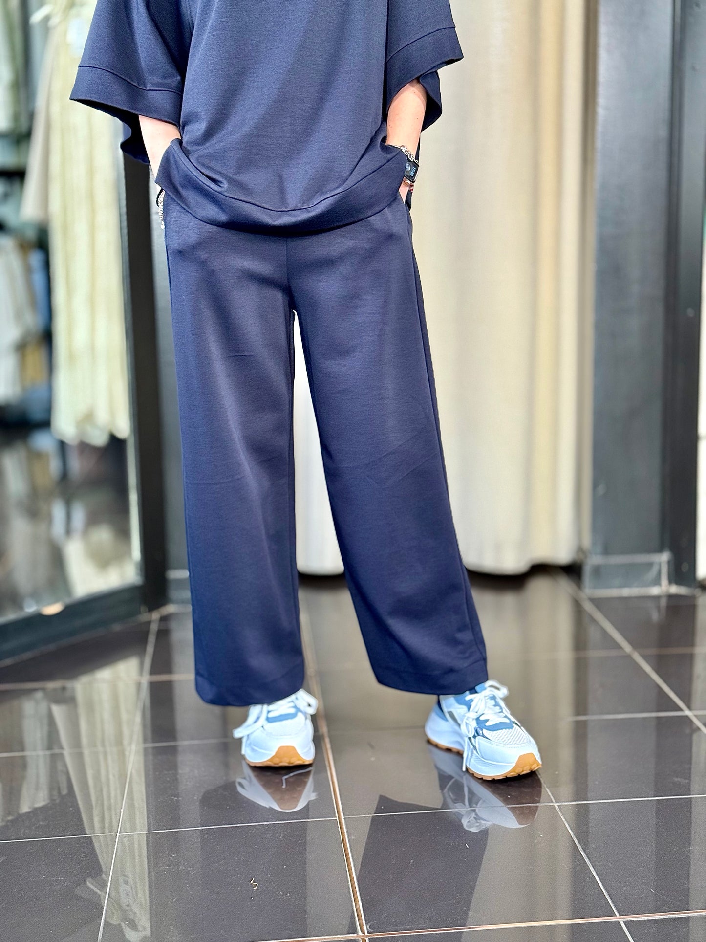 Pantalone a palazzo blu in taglia unica 216