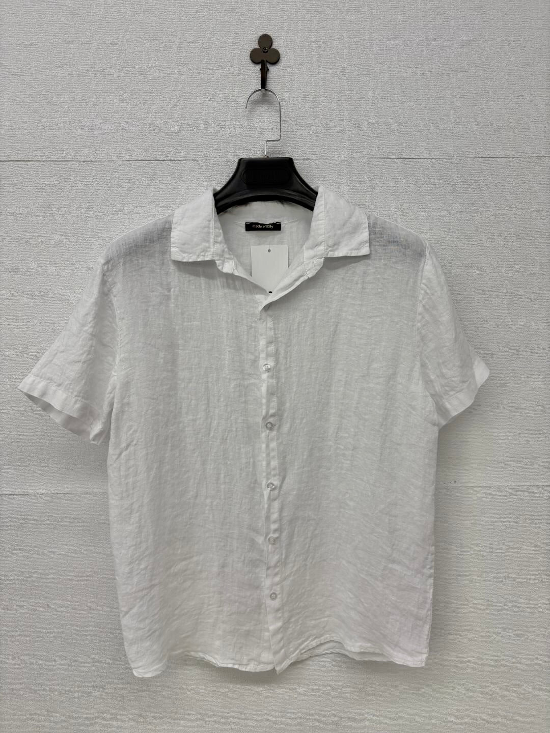 Camicia in lino a maniche corte bianca 2449