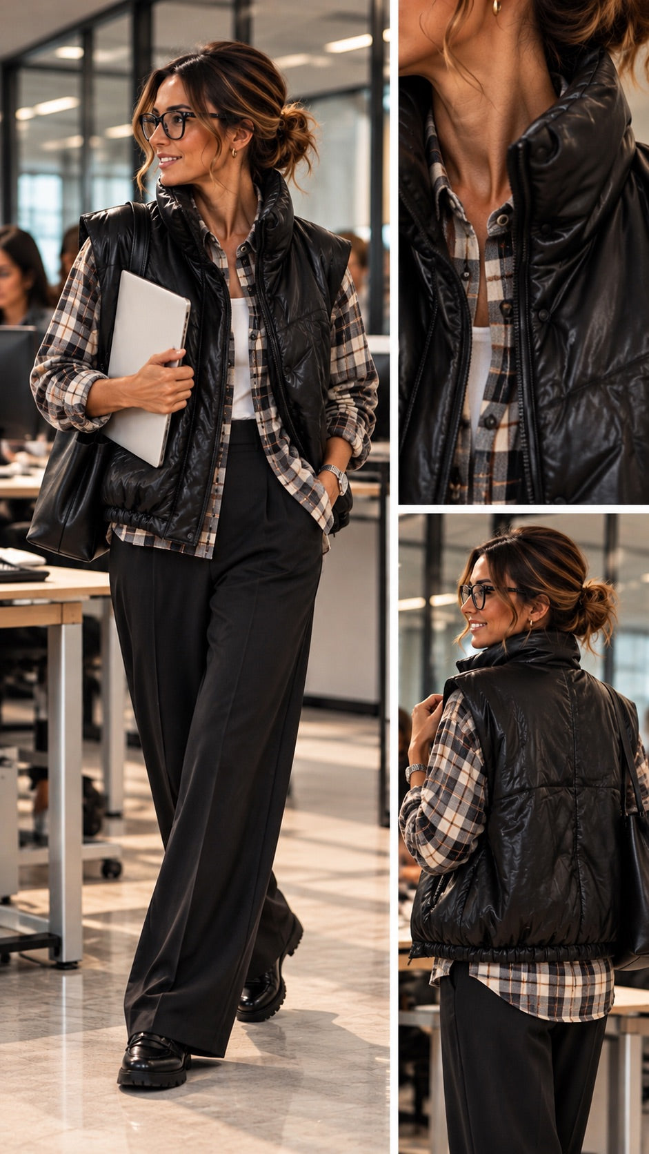 Gilet nero in similpelle in taglia unica