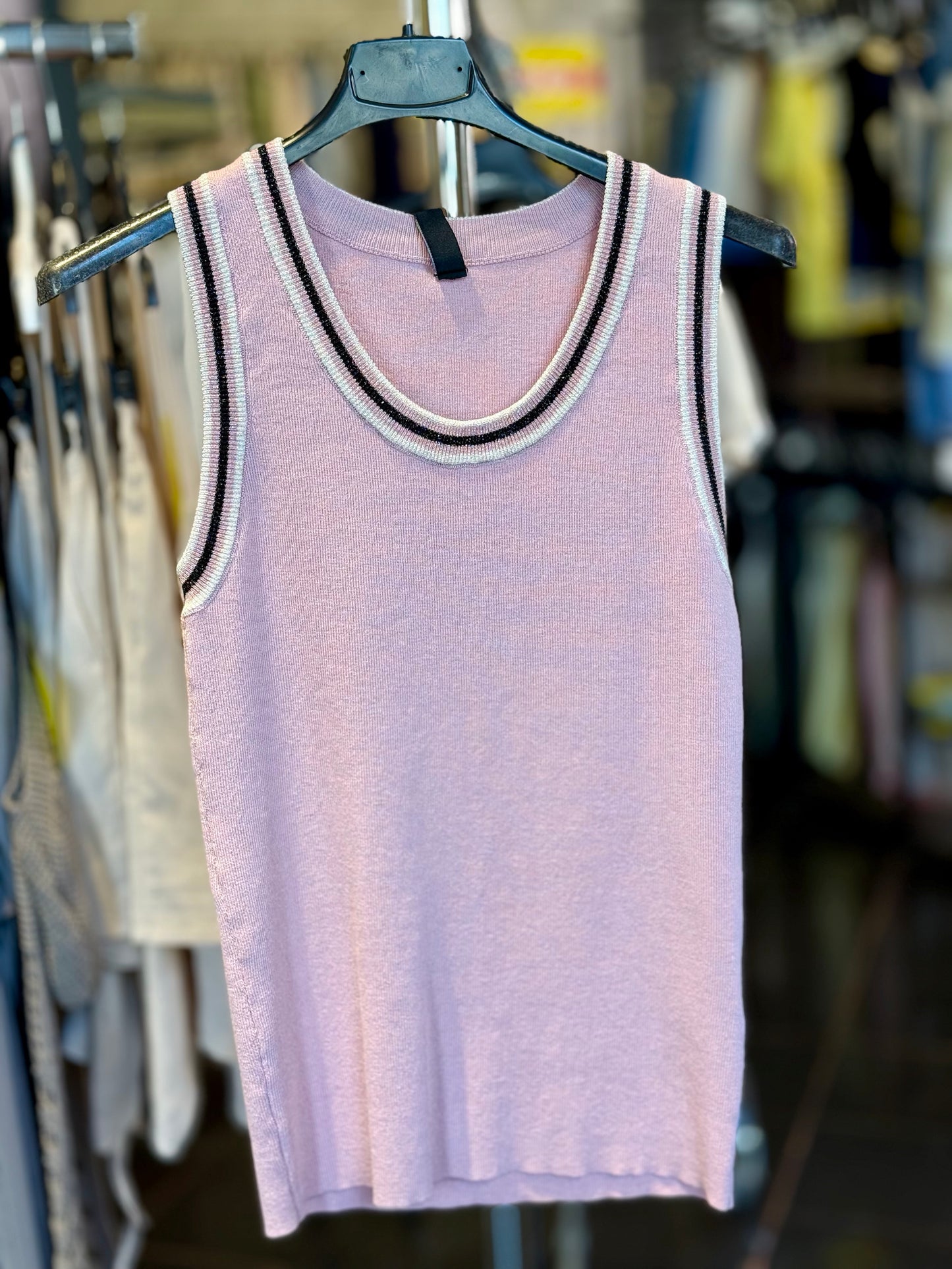 Canotta rosa con profilo lurex in taglia unic