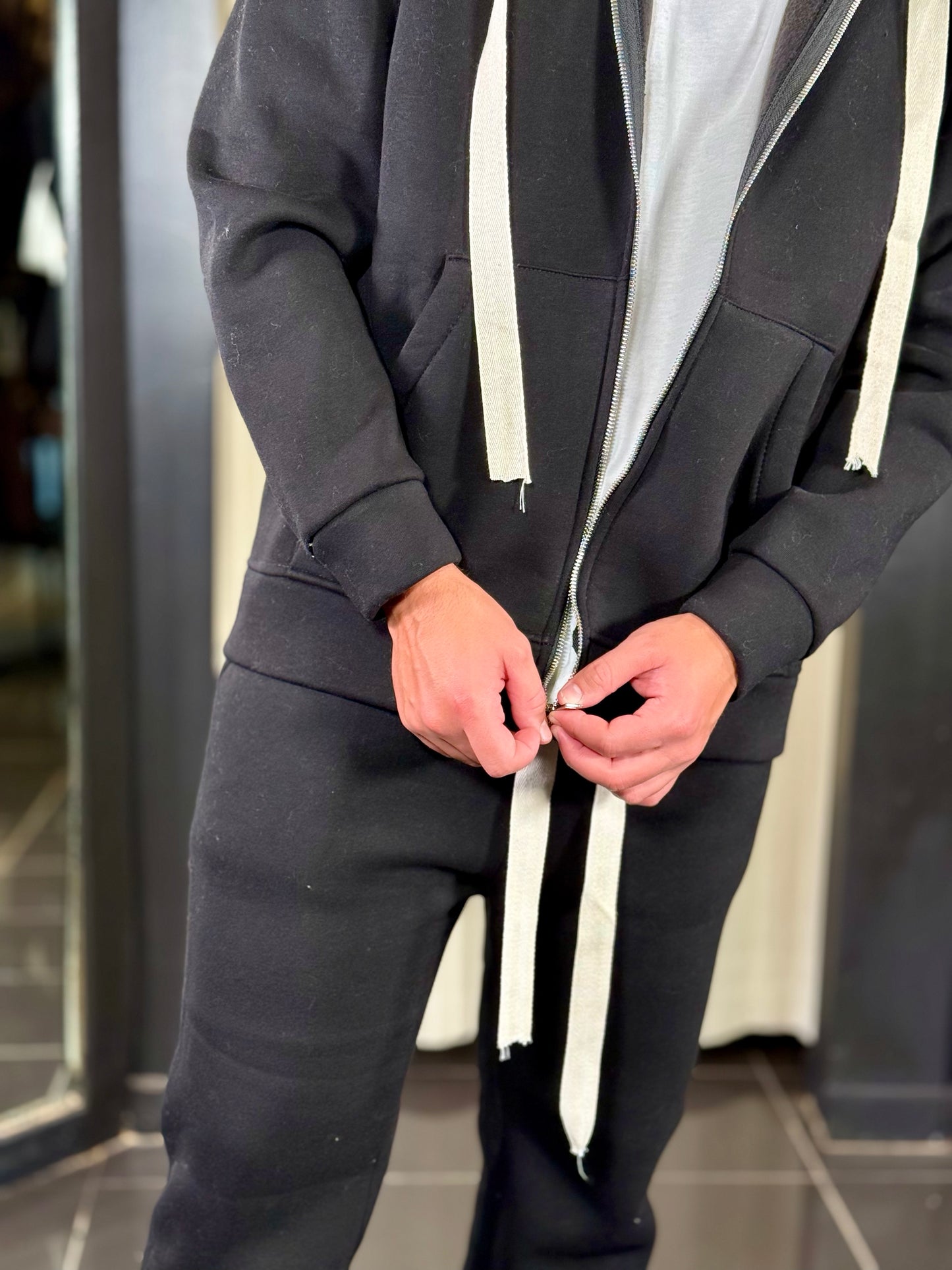 Completo tuta (felpa + pantalone) nera 2315