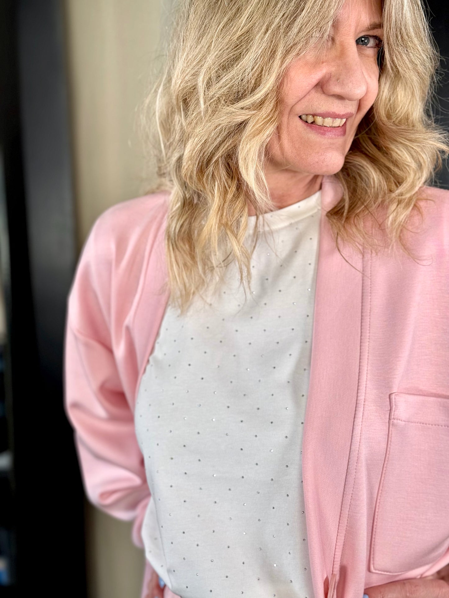 Felpa a cardigan rosa in taglia unica 198