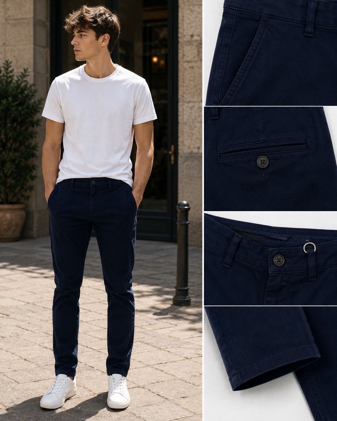 Pantalone slim blu