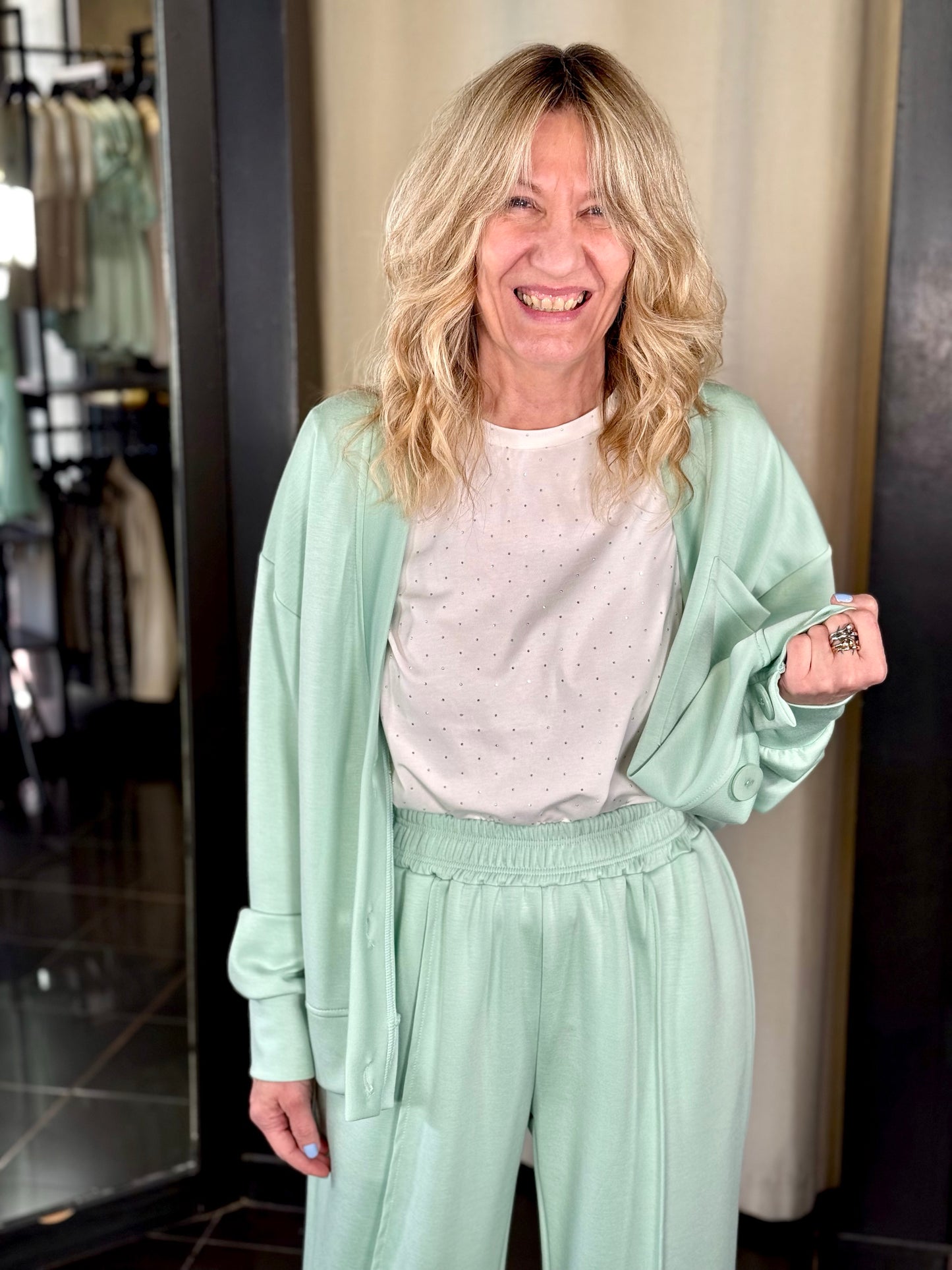 Felpa a cardigan verde menta in taglia unica 197