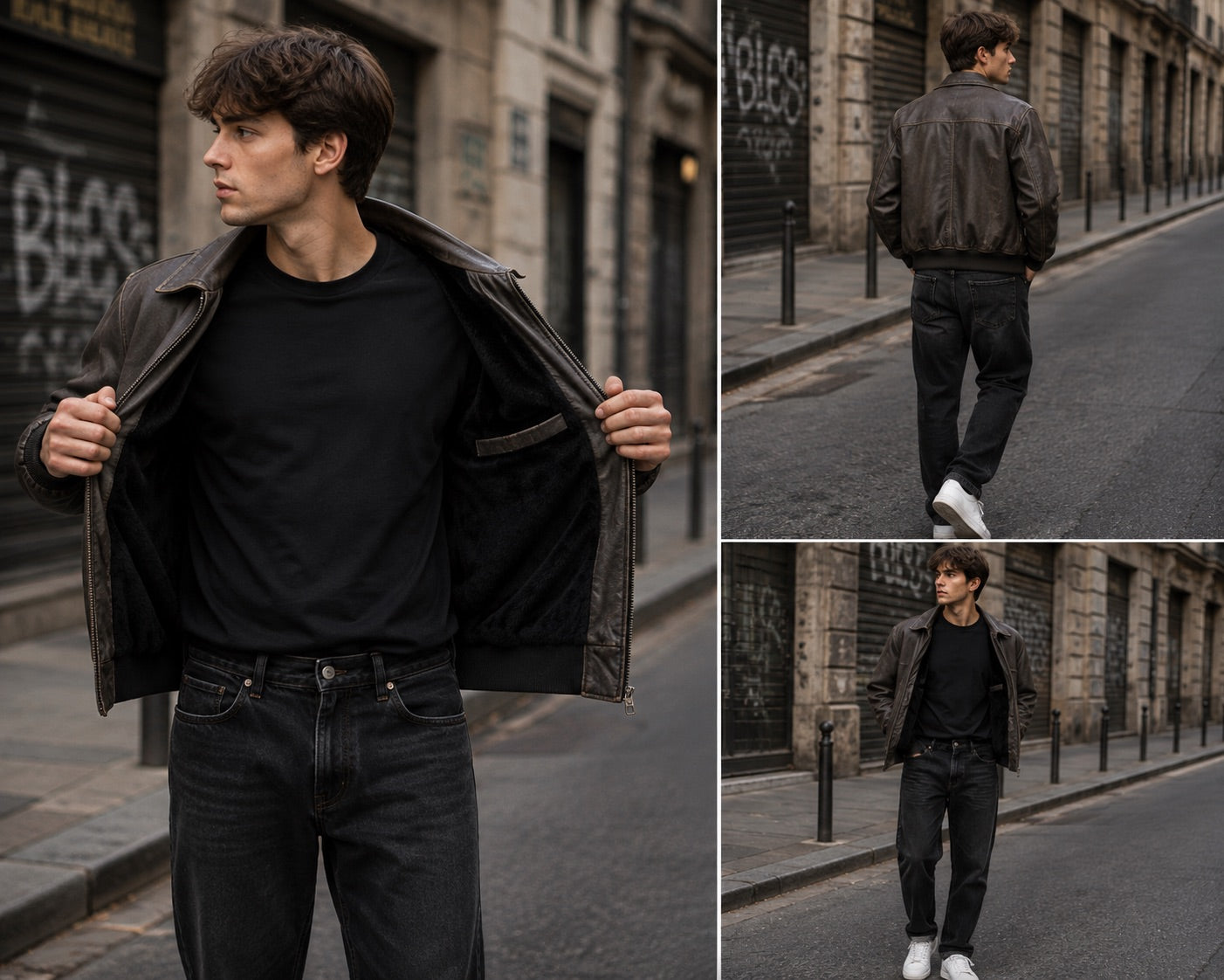 Giubbino bomber in similpelle marrone caffè