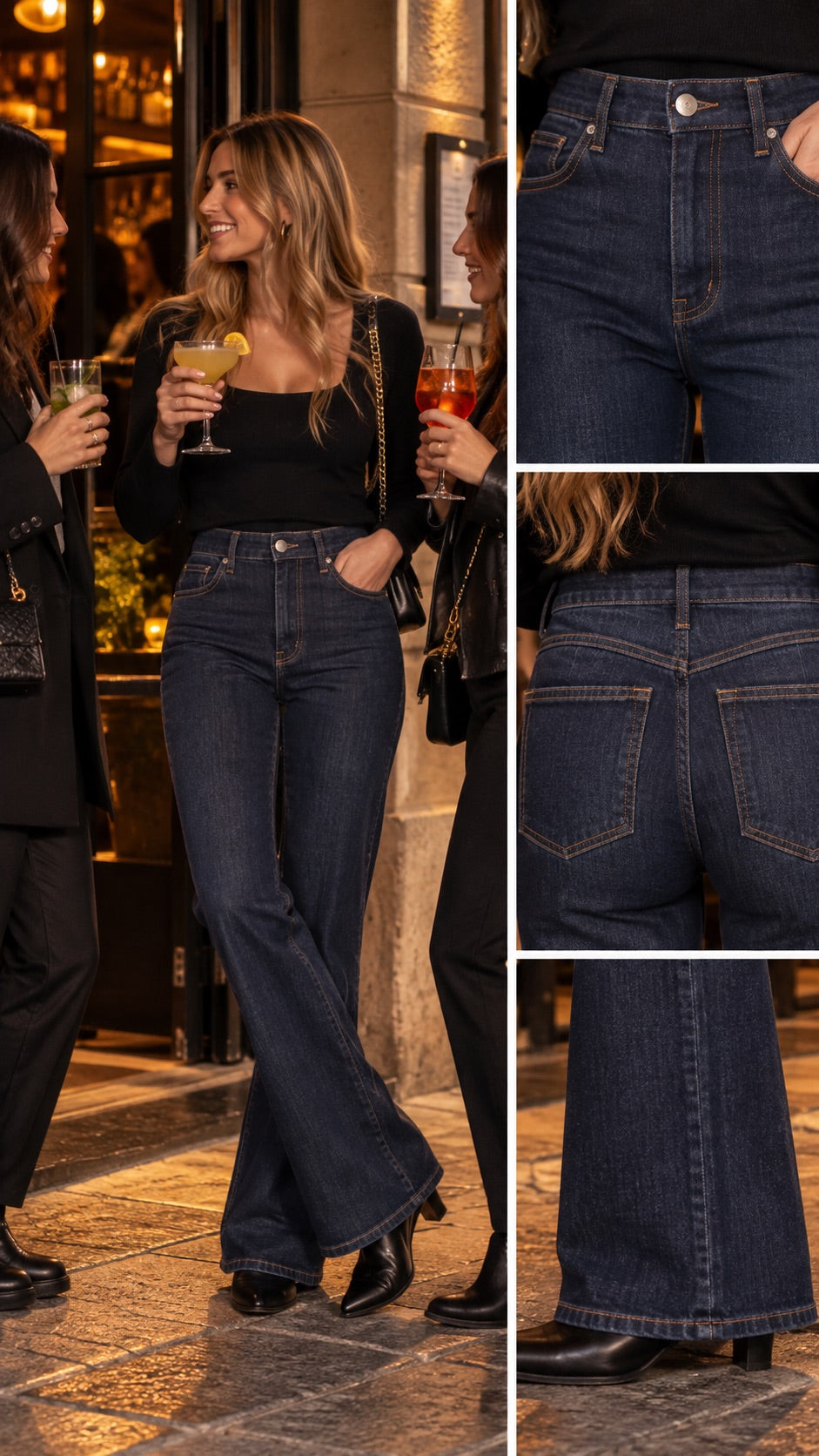 Jeans a zampa blu scuro