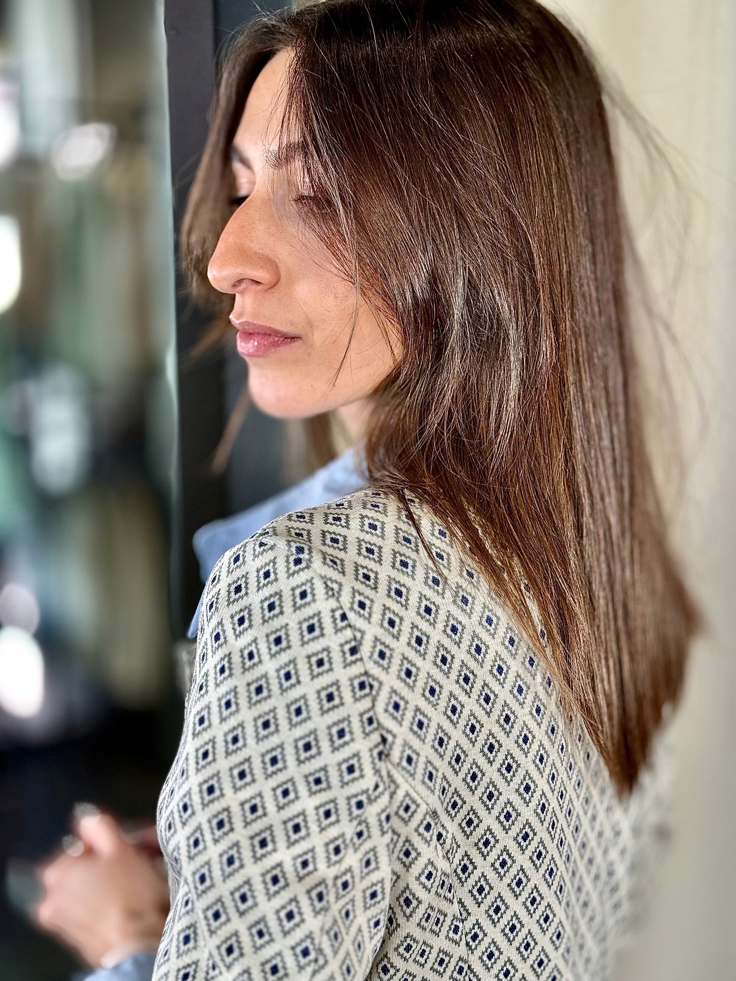 Giacca con rombi blu in taglia unica 358