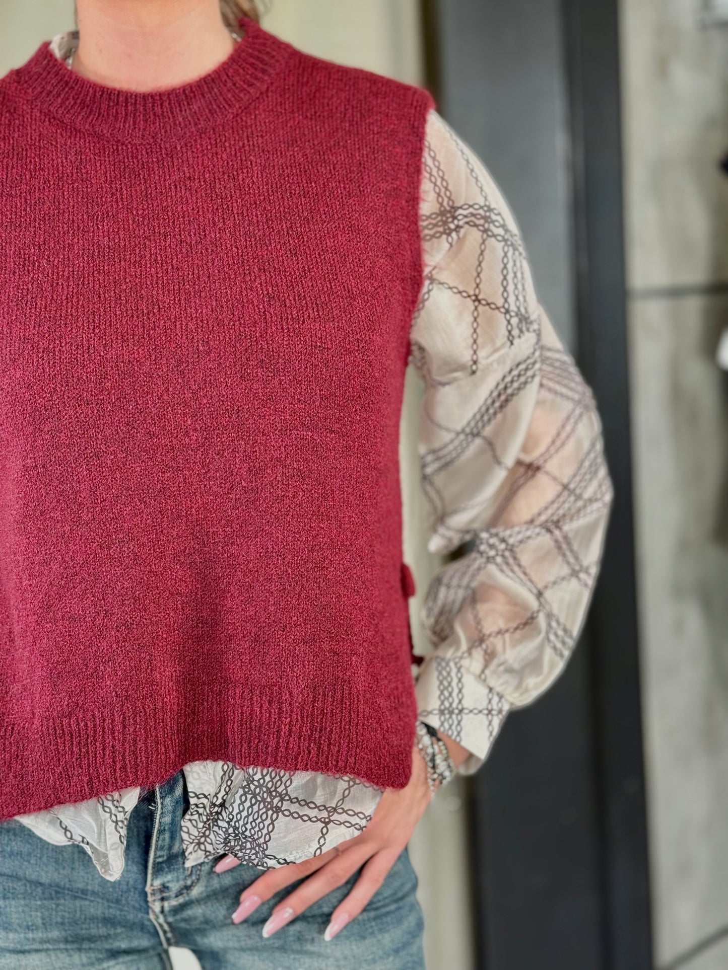 Gilet in maglia bordeaux in taglia unica 2180