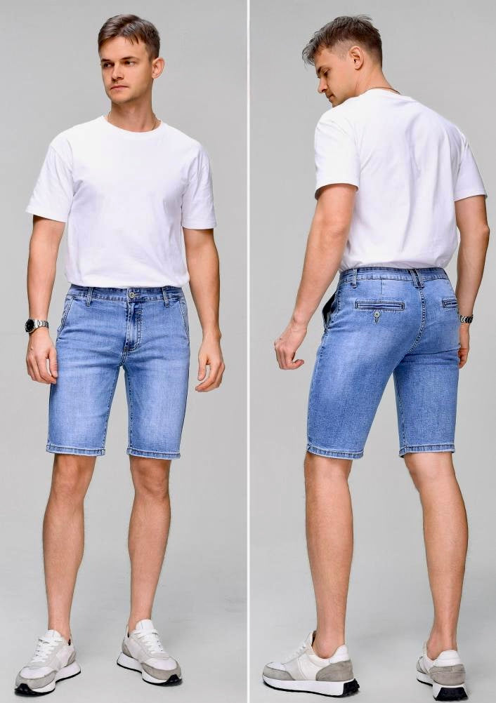 Bermuda in jeans skinny con tasca alla francese 2360