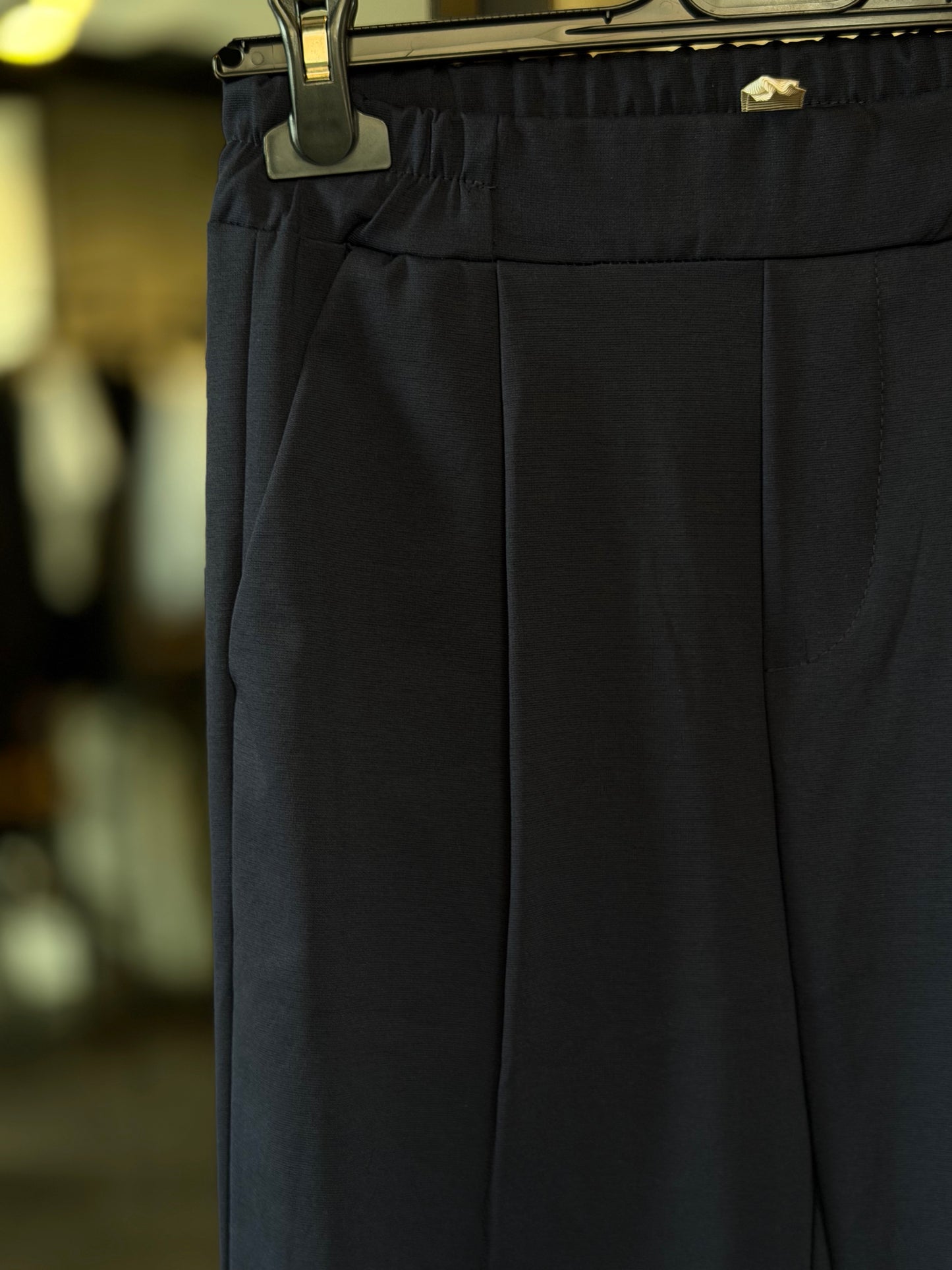 Pantalone blu Slim con elastico in vita 2537