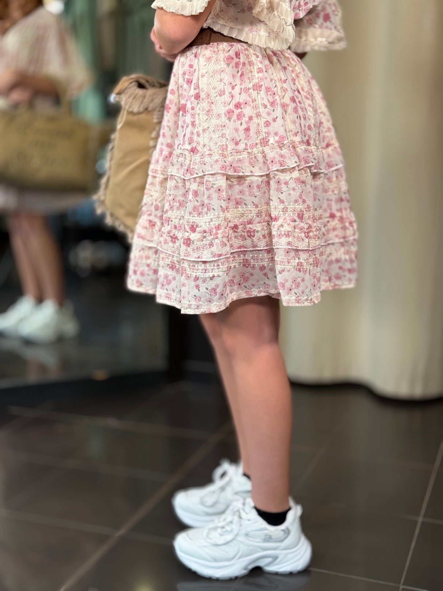 Abito boho chic con fiori rosa in taglia unica 481