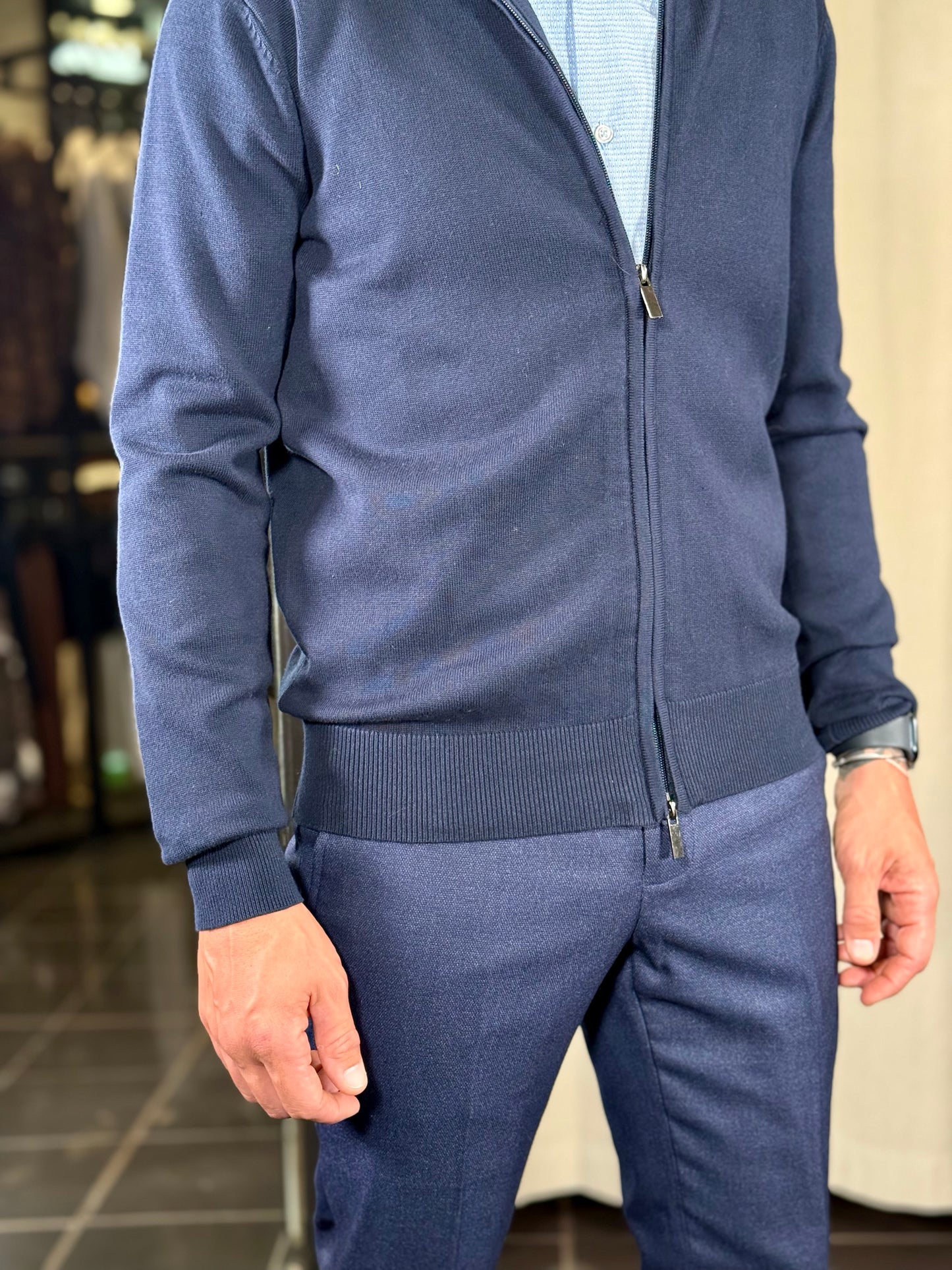 Cardigan con zip blu 2345