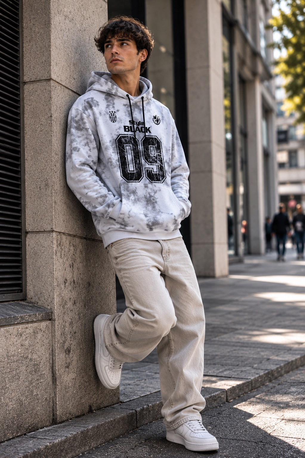 Felpa con cappuccio grigia tie dye