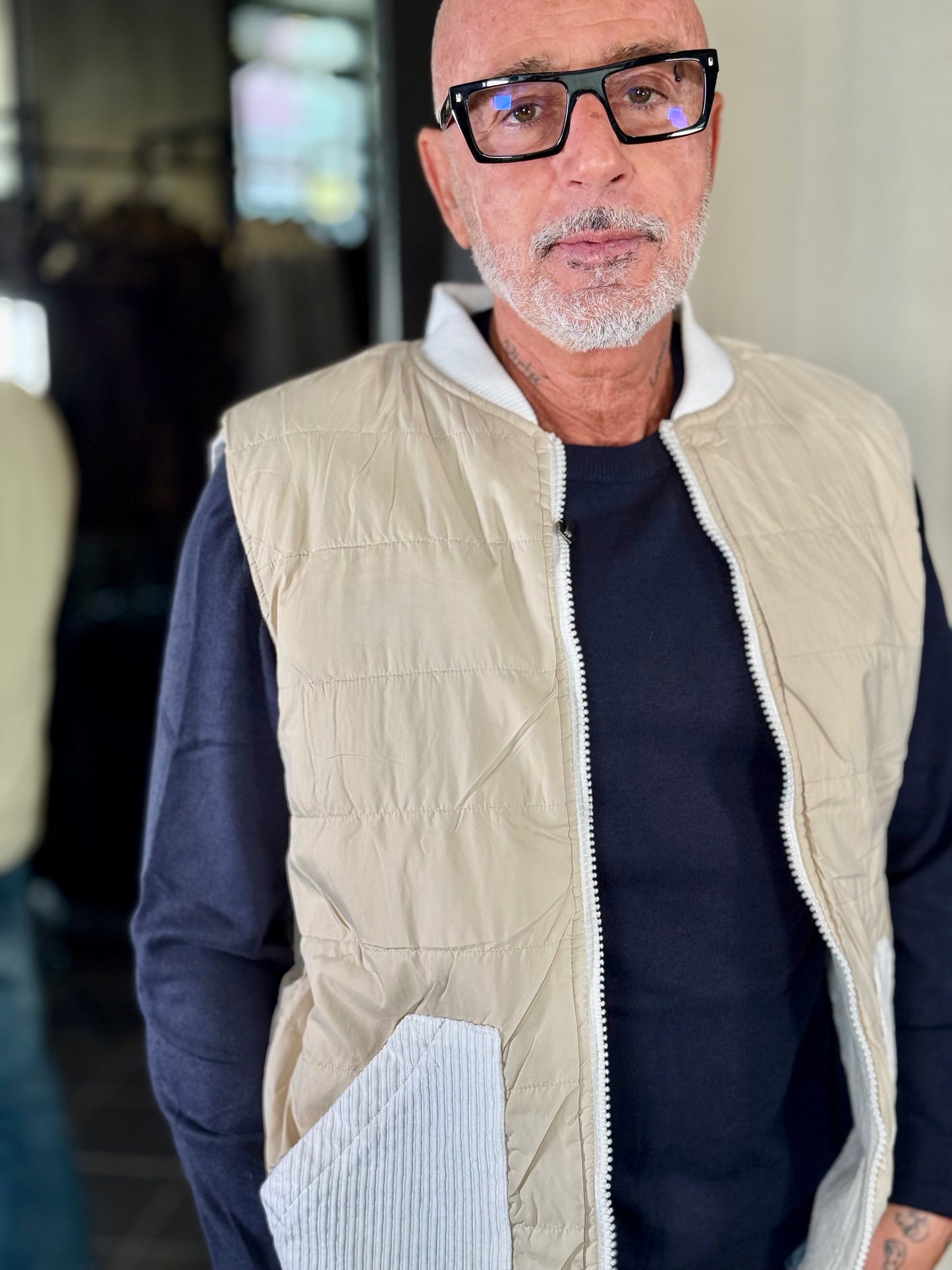 Gilet effetto velluto a coste bianco reversibile beige 2302