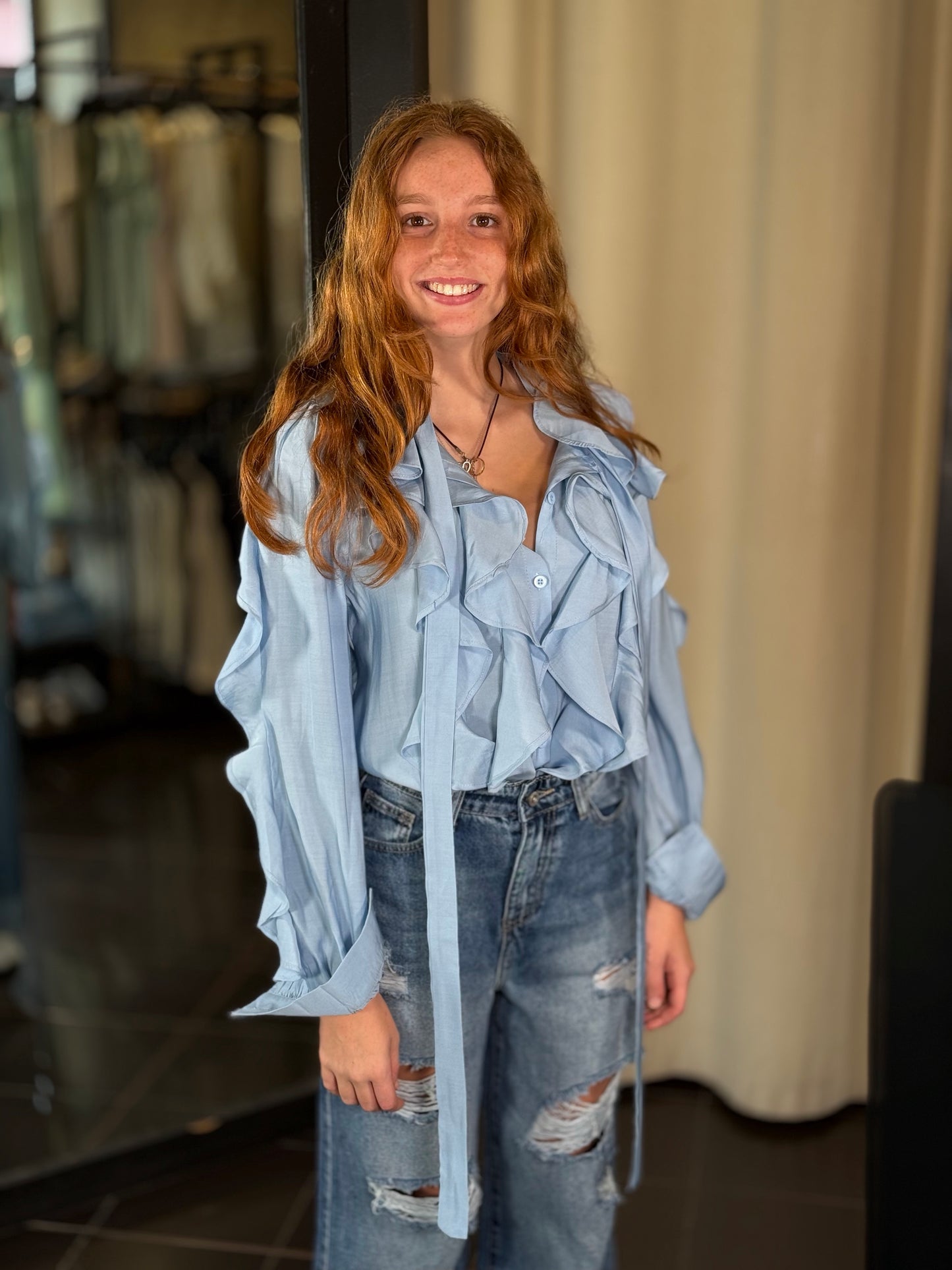 Camicia con rouges azzurra 452