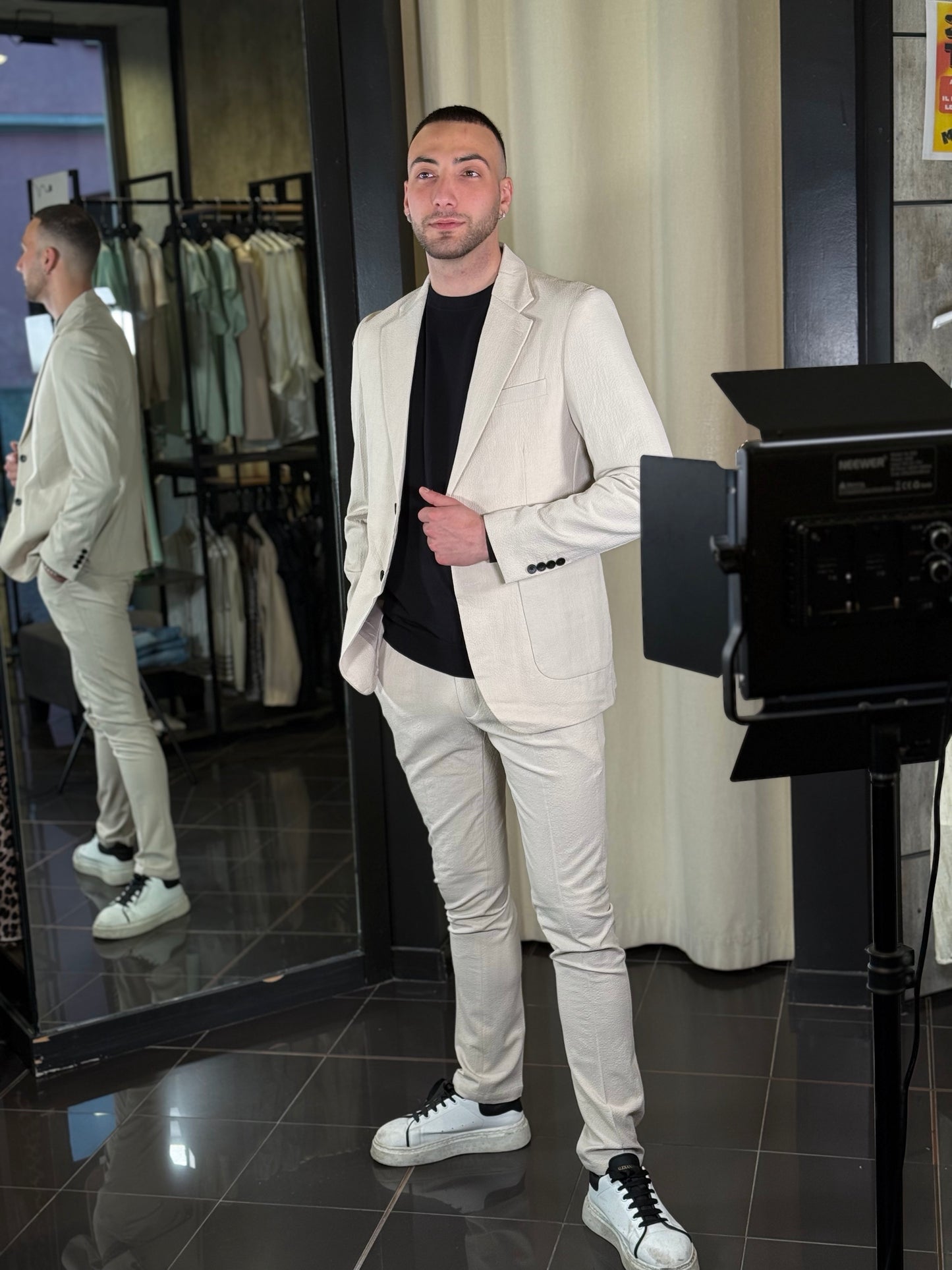 Giacca monopetto beige 390