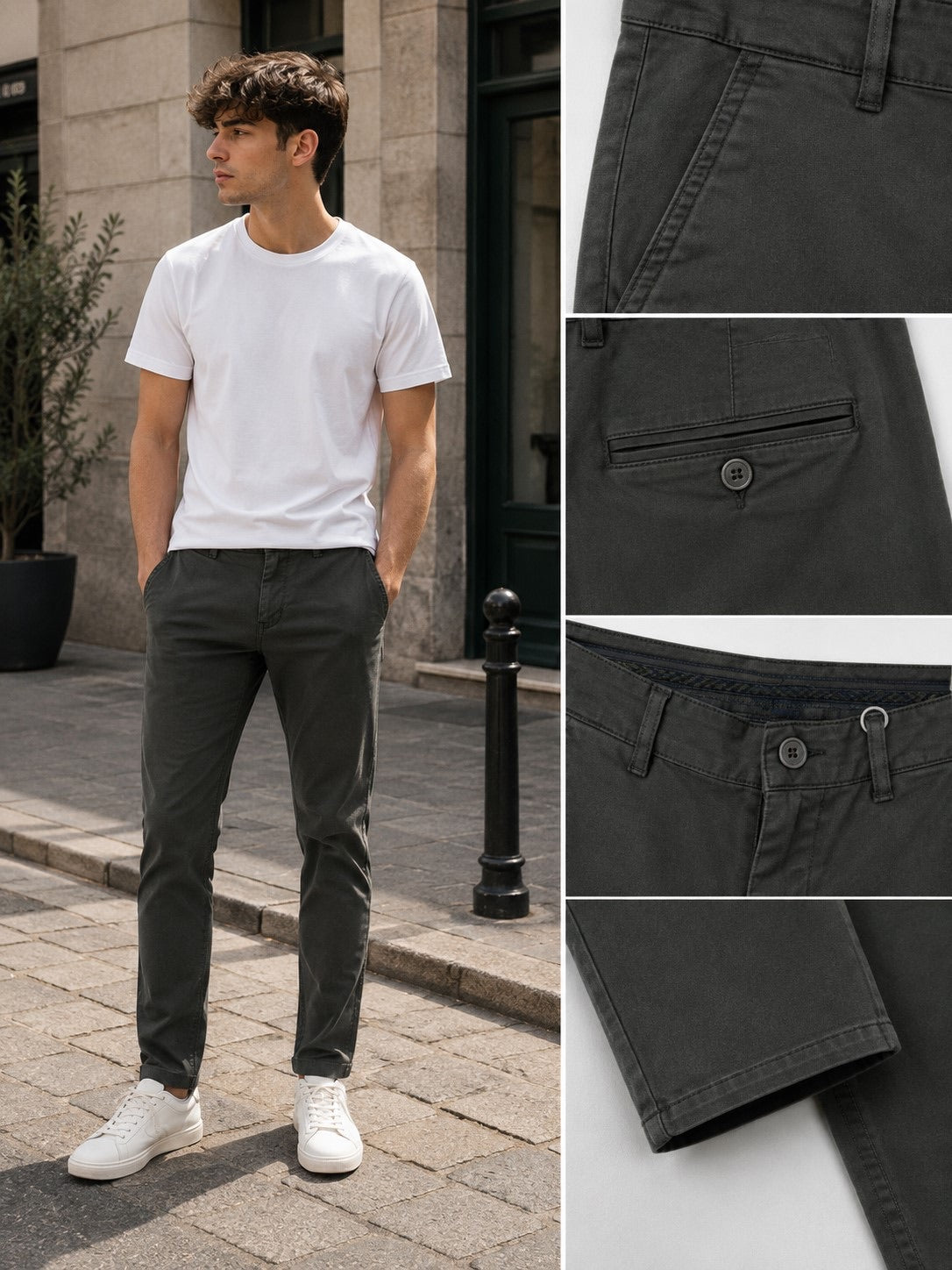 Pantalone slim verde