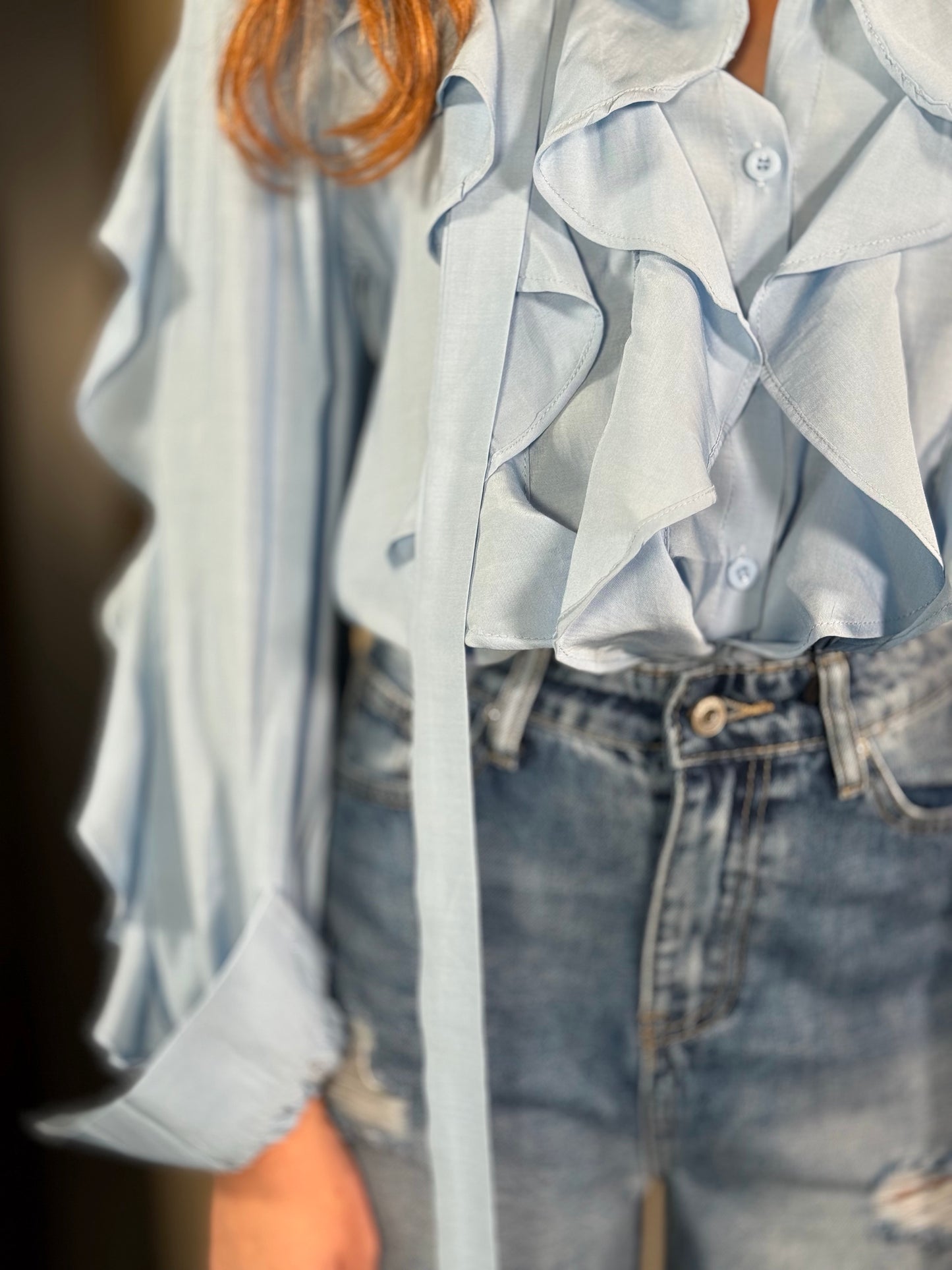 Camicia con rouges azzurra 452