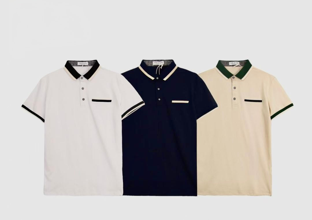 Polo beige con profili verdi 2367