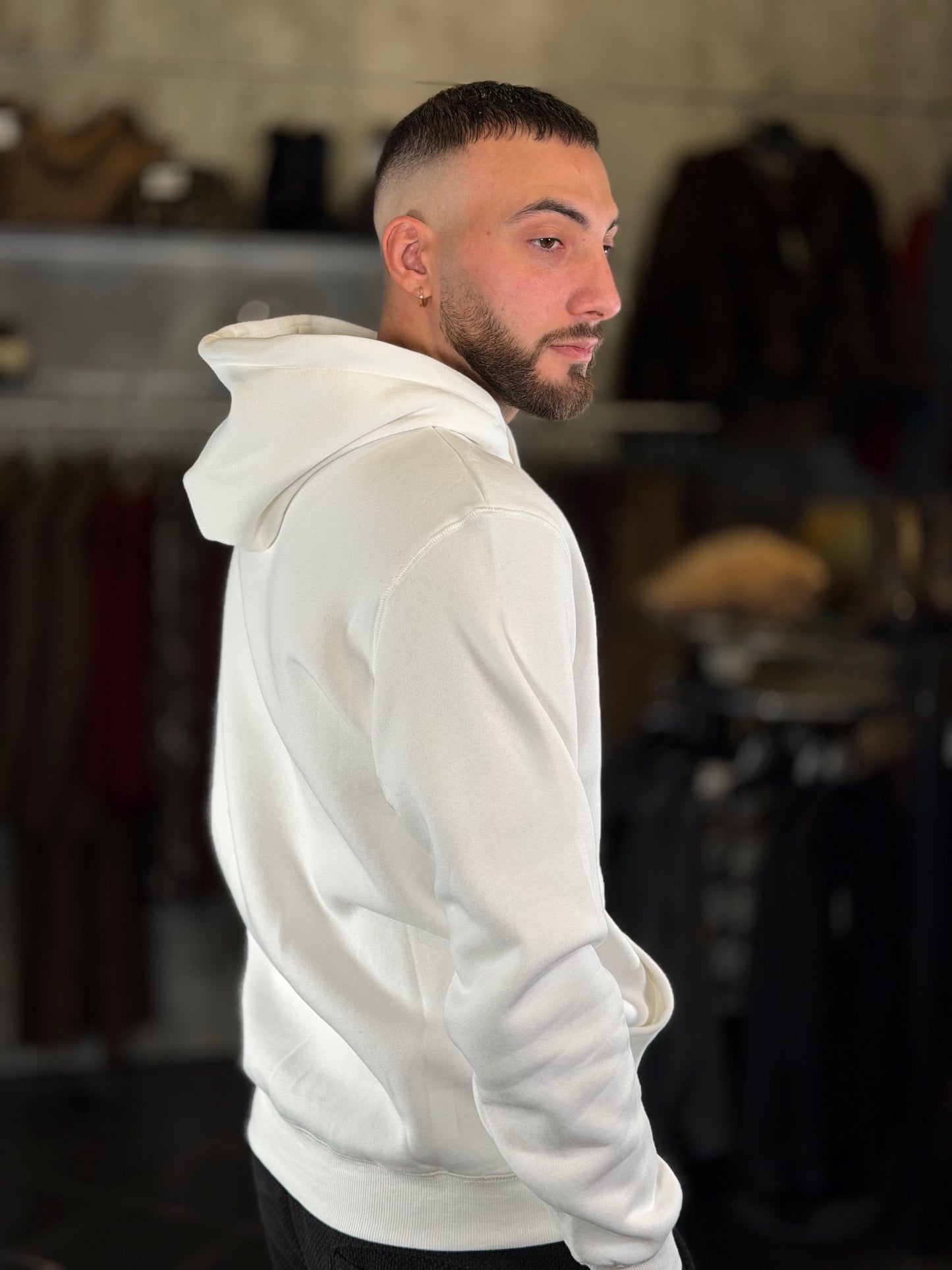 Felpa basica con cappuccio bianca 2523