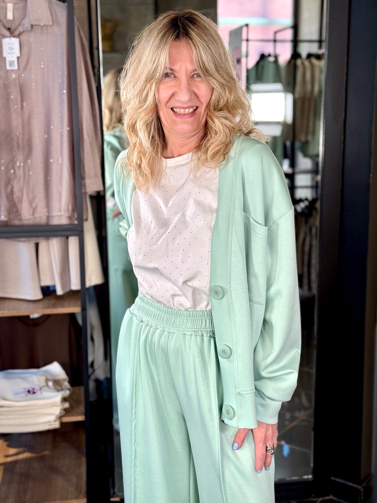 Felpa a cardigan verde menta in taglia unica 197