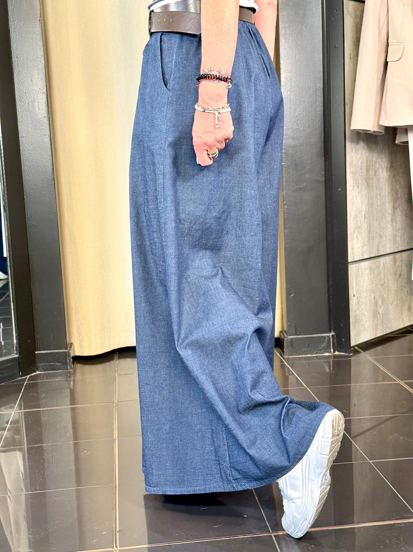 Pantalone a palazzo effetto denim 157