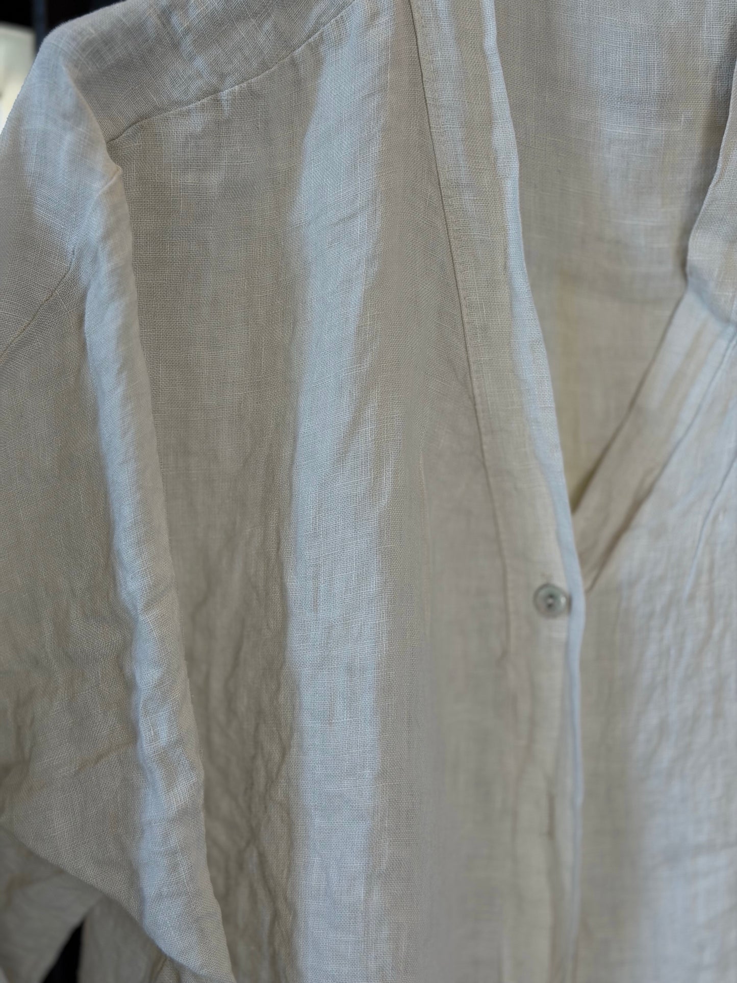 Camicia beige in lino con scollo a V in taglia unica 2846