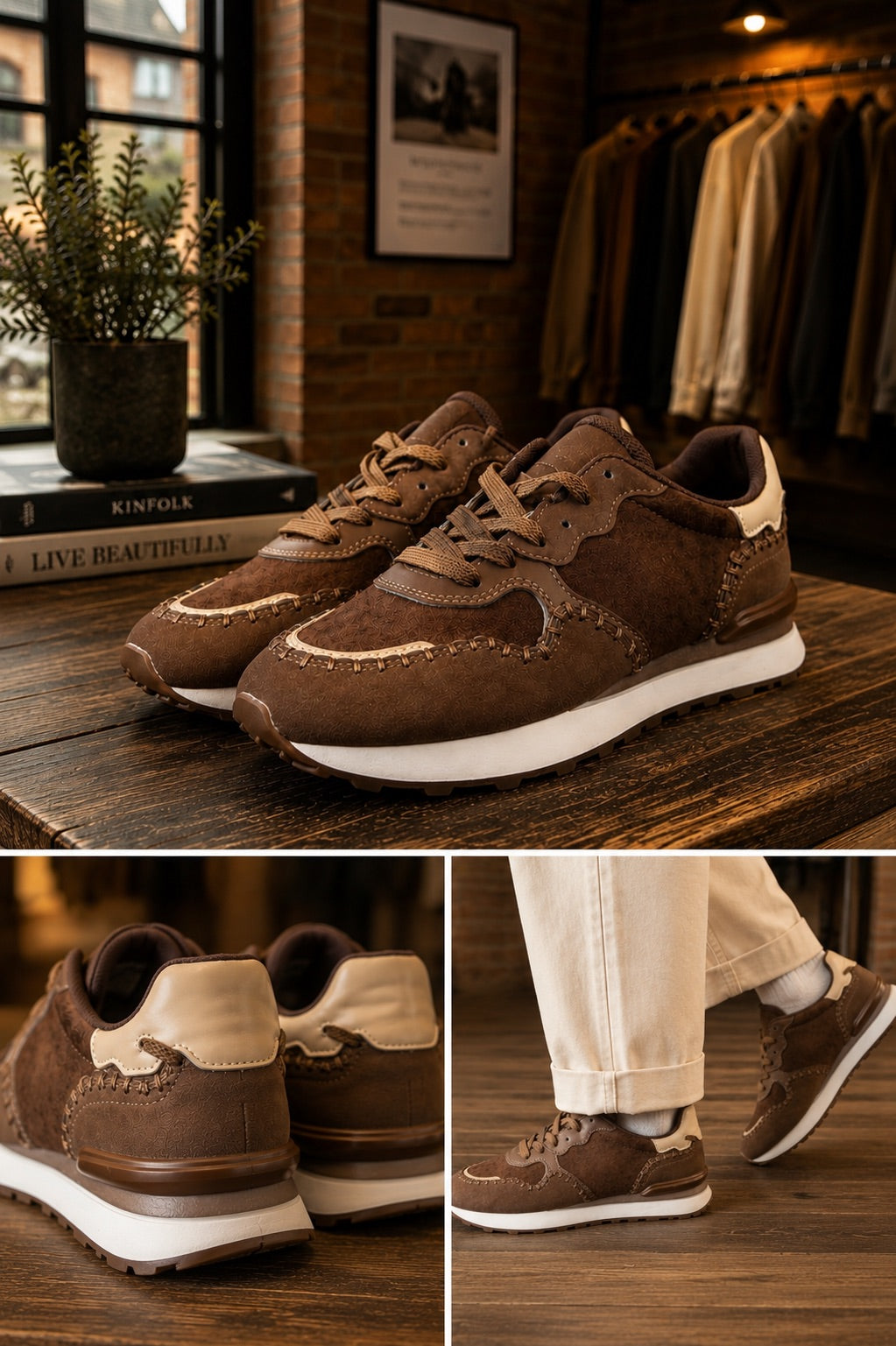 Sneakers in suede marrone