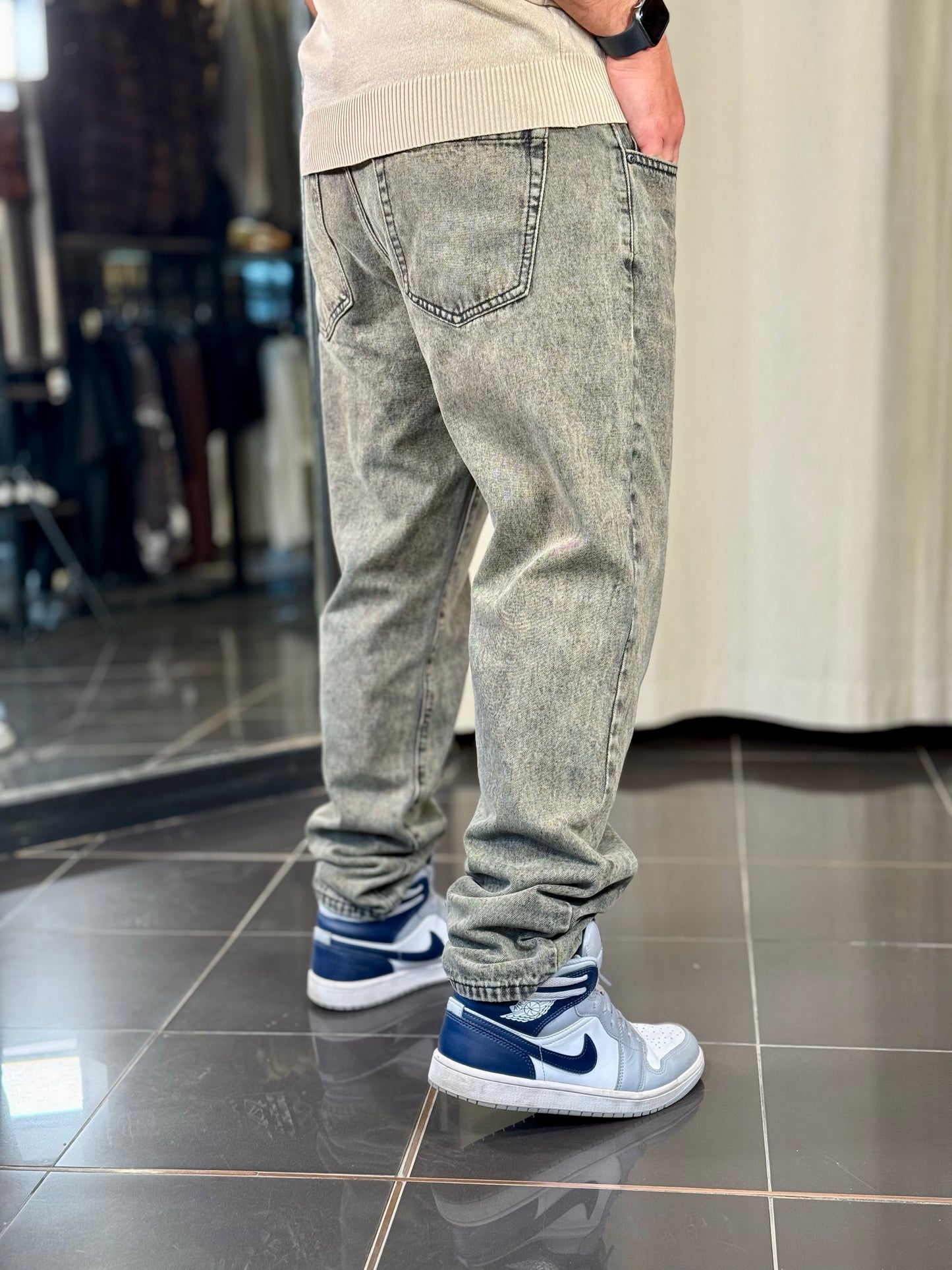 Jeans baggy grigio beige 2091